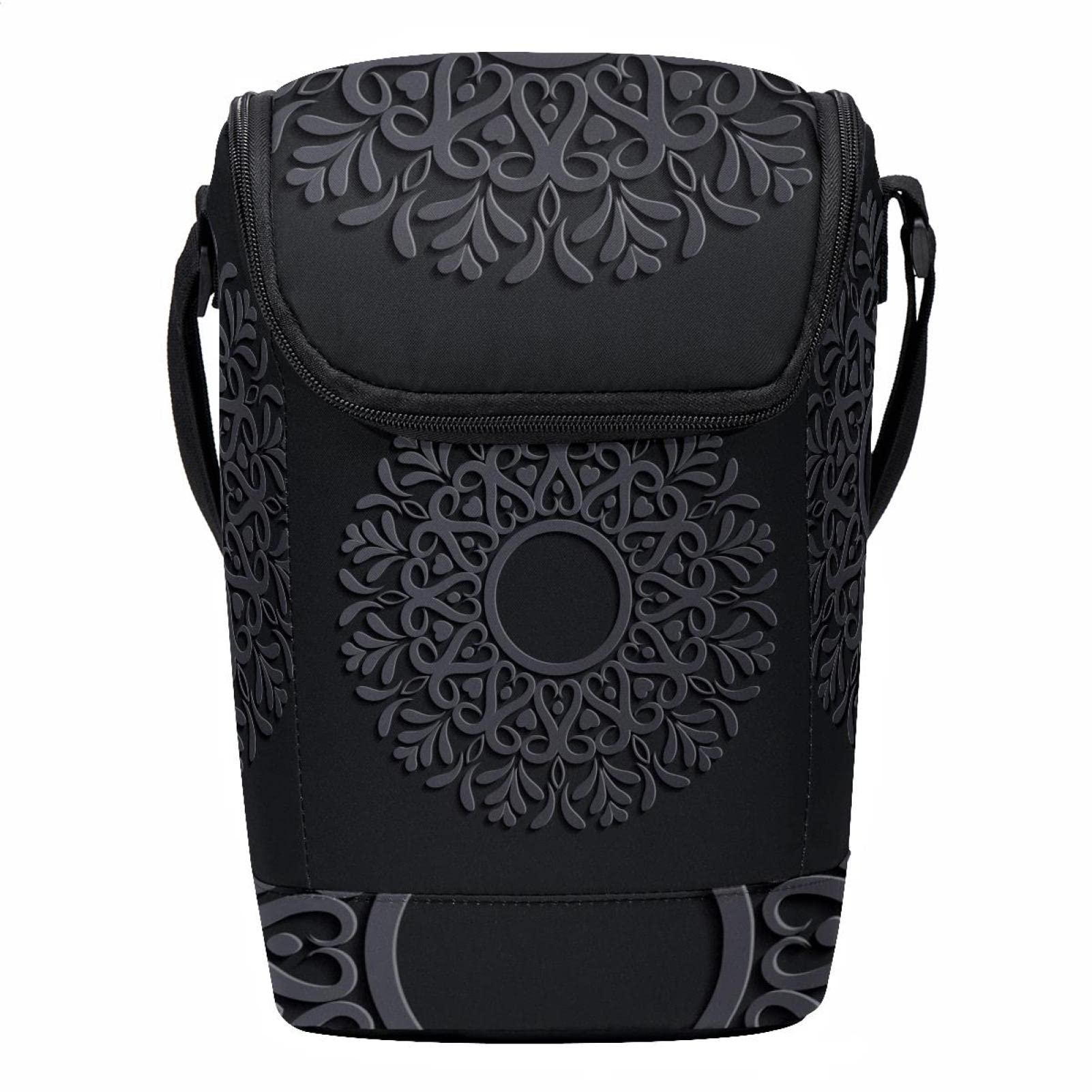 Lonchera ligera con mandala oscuro para oficina y comidas diarias