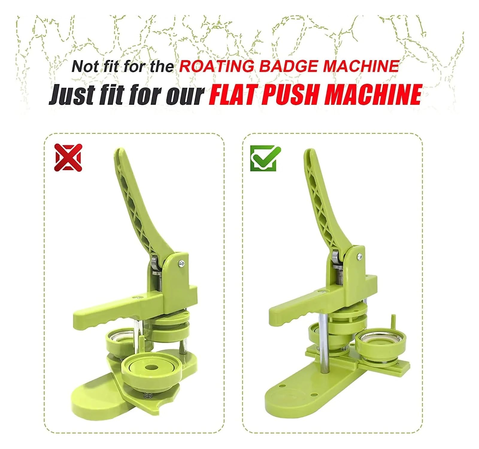 Machine à fabriquer des Badges de 25 à 58 mm, Presse à Boutons remplaçable, Presse à poinçonner for Badges Ronds et en Forme de cœur pour des créations Artisanales personnalisées(Green,32mm)