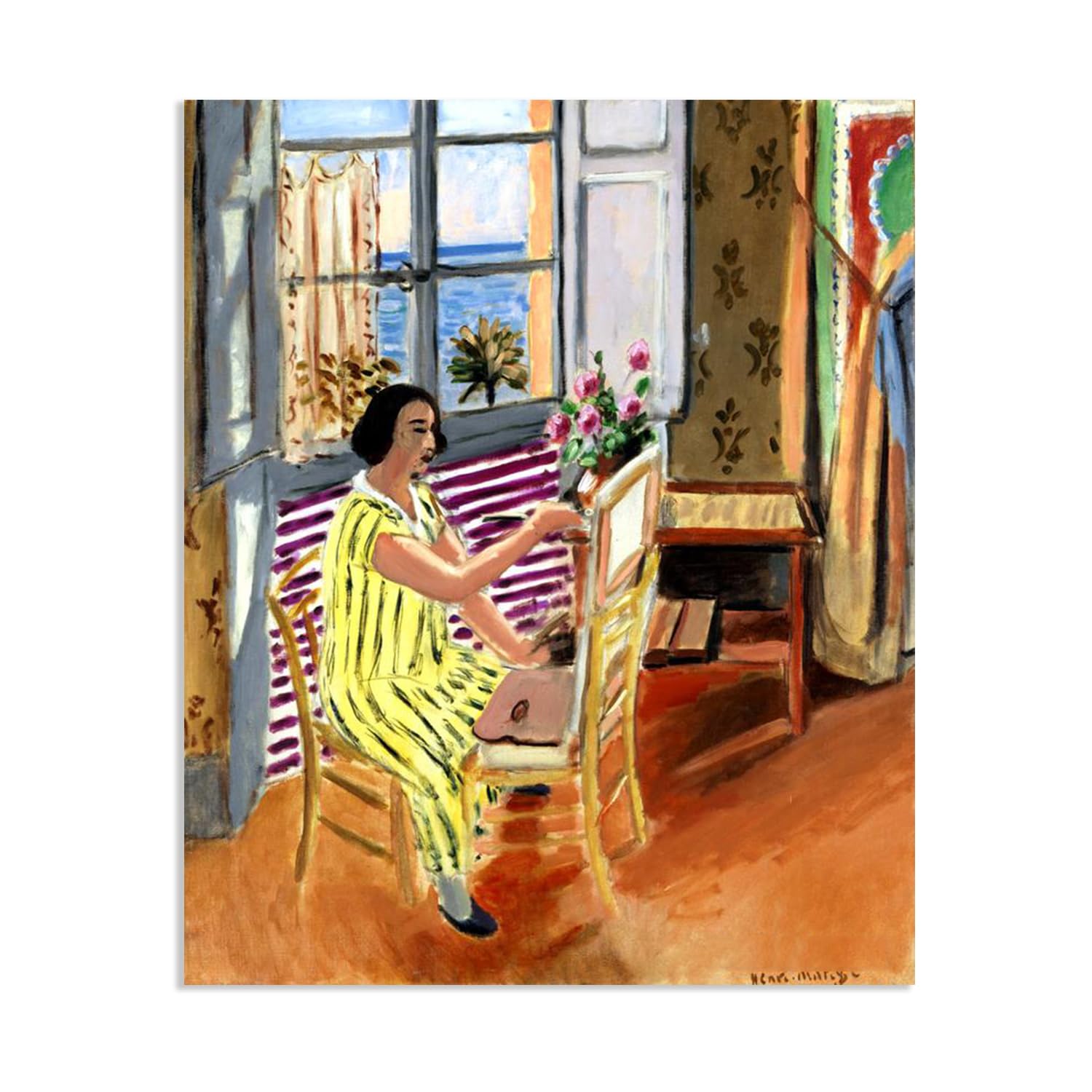 Mycggdgh Framed Henri Matisse Painting Reproduction The Morning Session Henri Matisse Abstract Art Canvas Wall Reproductions Classic Poster For Living Room Bathroom Office 80X60cm(31X24in) Poster