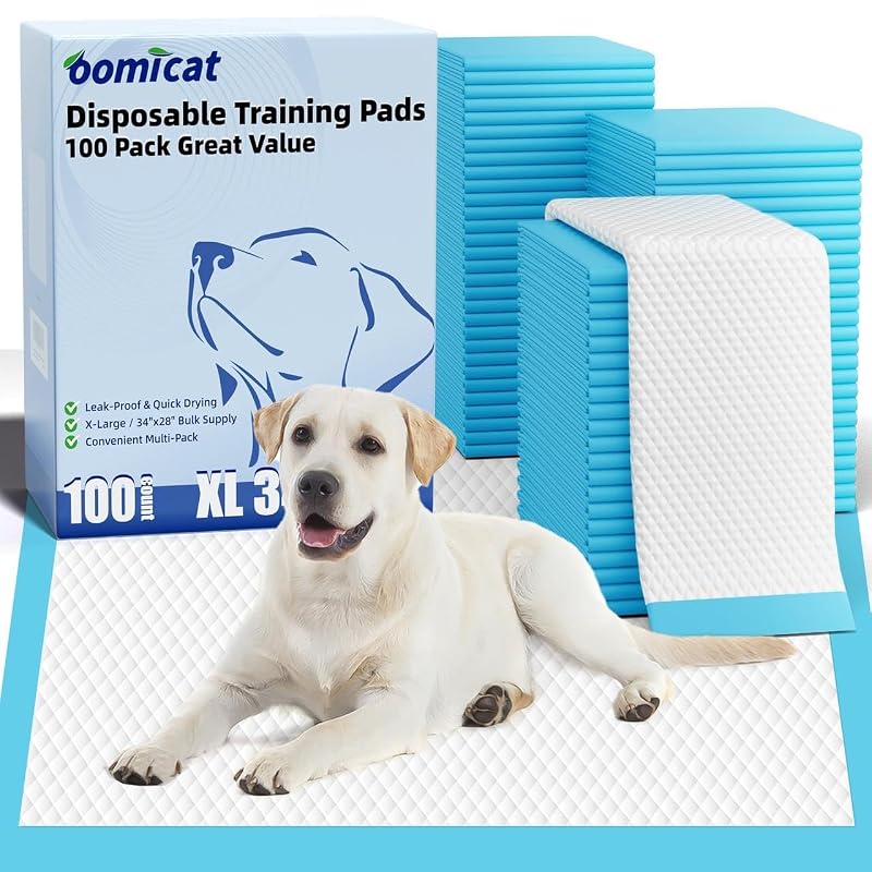 Tapete higiênico descartável extra grande para cães Oomicat, 6 camadas, Azul, pacote com 100 unidades