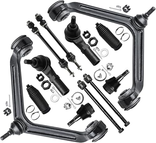 Detroit Axle - Kit de suspensión completo de 12 unidades para Dodge Ram 1500 4x4 solamente - 2 brazos de control superiores y rótulas, 2 rótulas