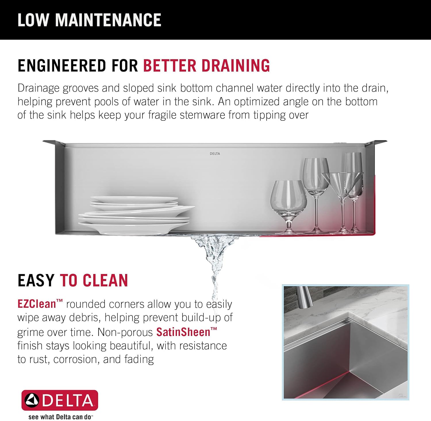 Delta 30-Inch Stainless Steel Workstation Undermount Kitchen Sink