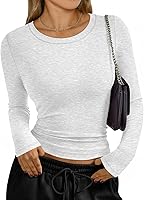 Trendy Queen Women's Long Sleeve Crop Top T-Shirt - Soft Stretchy Basic Tee for Fall Winter Spring Outfits