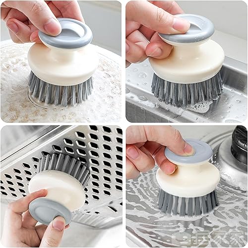 Miniatura 6 de Paquete de 2 cepillos de platos, cepillo multiusos con asa, para limpiar cepillos de cocina, cepillo de lavado de cocina para cuencos, ollas y