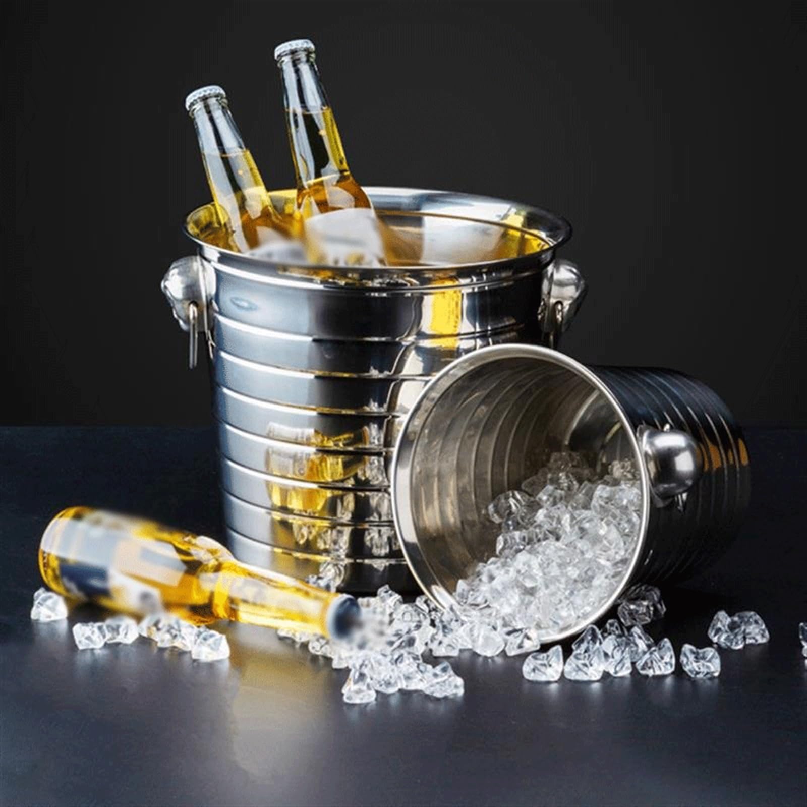 Cubitera/Enfriador Cubo de hielo de acero inoxidable, congelador portátil, KTV, fiesta, champán, botella de bebida, refrigeración resistente, 1 unidad, Enfriador de botellas de vino Cubiteras Botellas