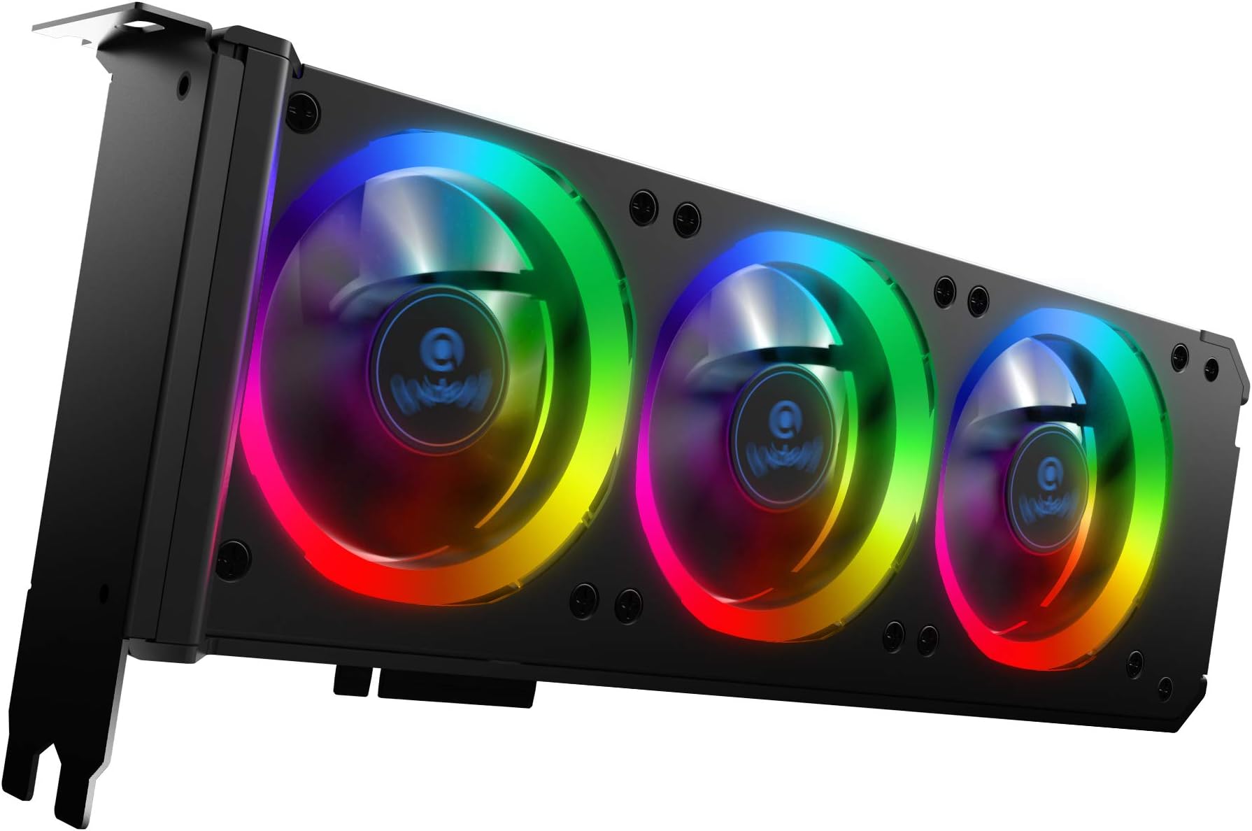 anidees Graphic Card Cooler 3 x 80mm PWM Fan, Support Aura SYNC/Mystic Sync/Aura RGB/RGB Fusion (5V 3 Pin Addressable headers ONLY) PCI Mount Bracket with Remote- AI-GP-CL