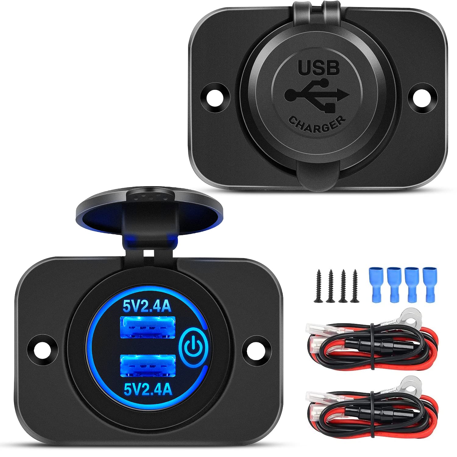 Nilight 2 Pack Quick Charge Socket Dual USB with ON Off Touch Switch