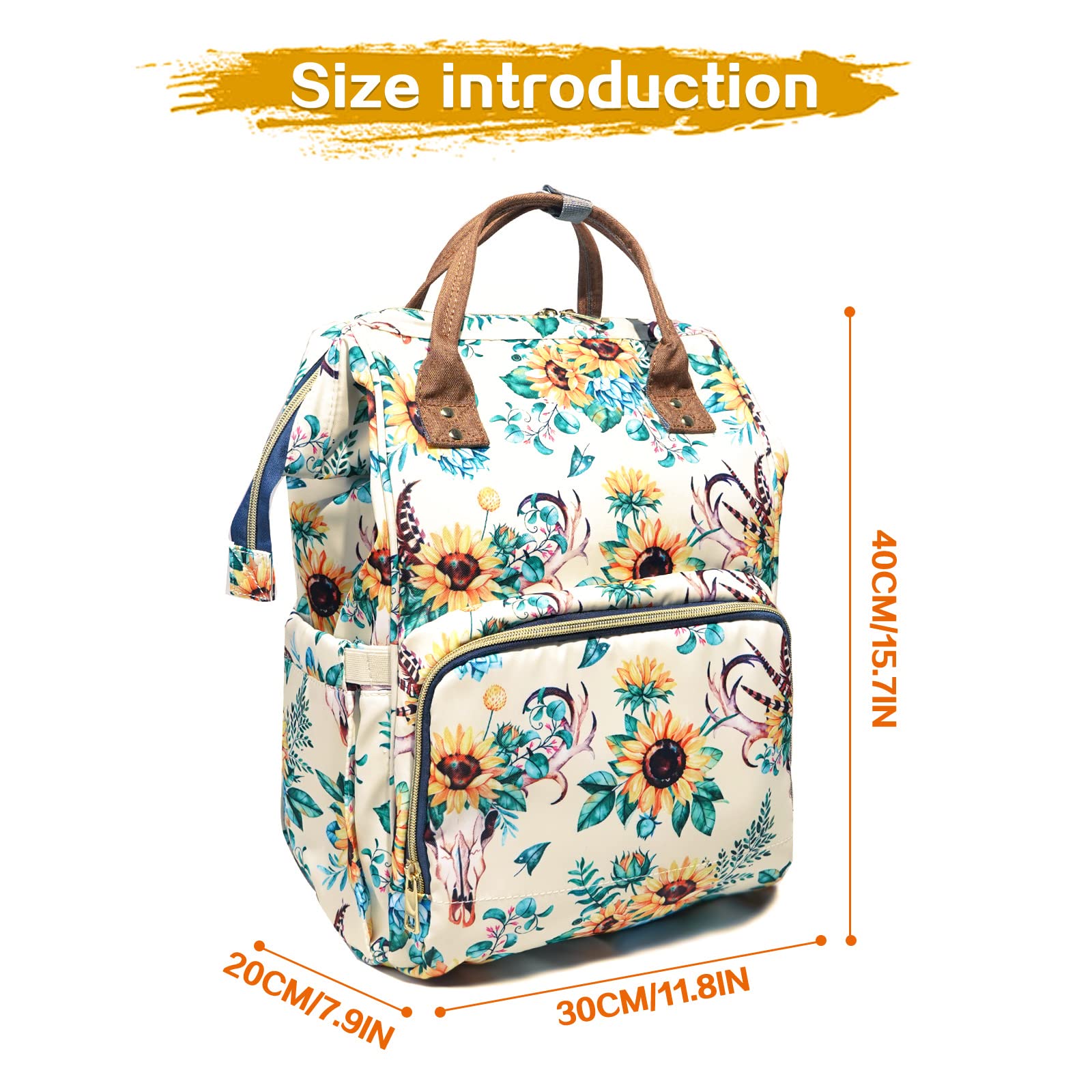 Wickeltasche mit Blumenmuster, wasserdicht, für Damen, Reise-Windeltasche (weiß)