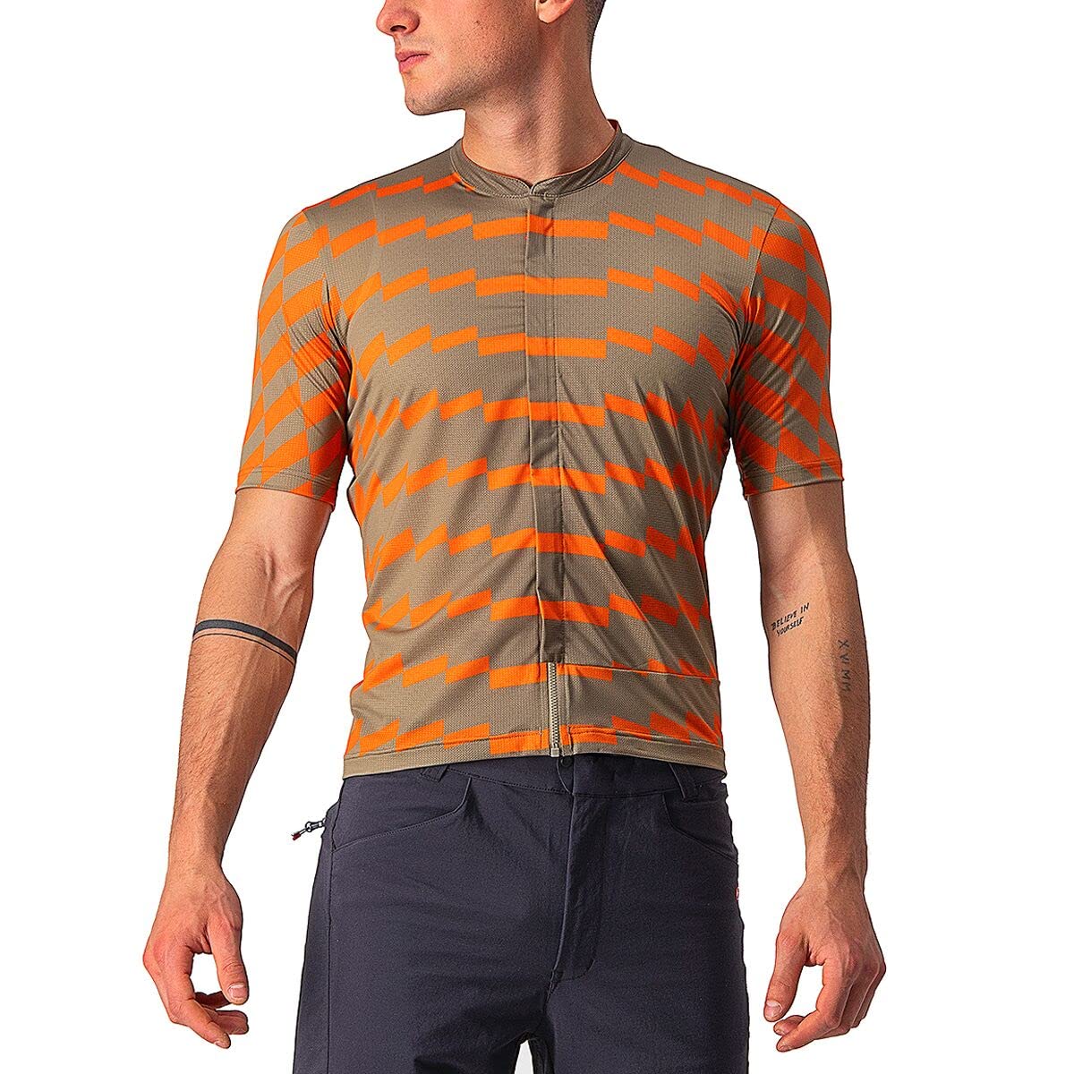 CASTELLI 4522007-353 UNLTD STERRATO JRSY Sweatshirt Men's Olive Green/Orange Rust L