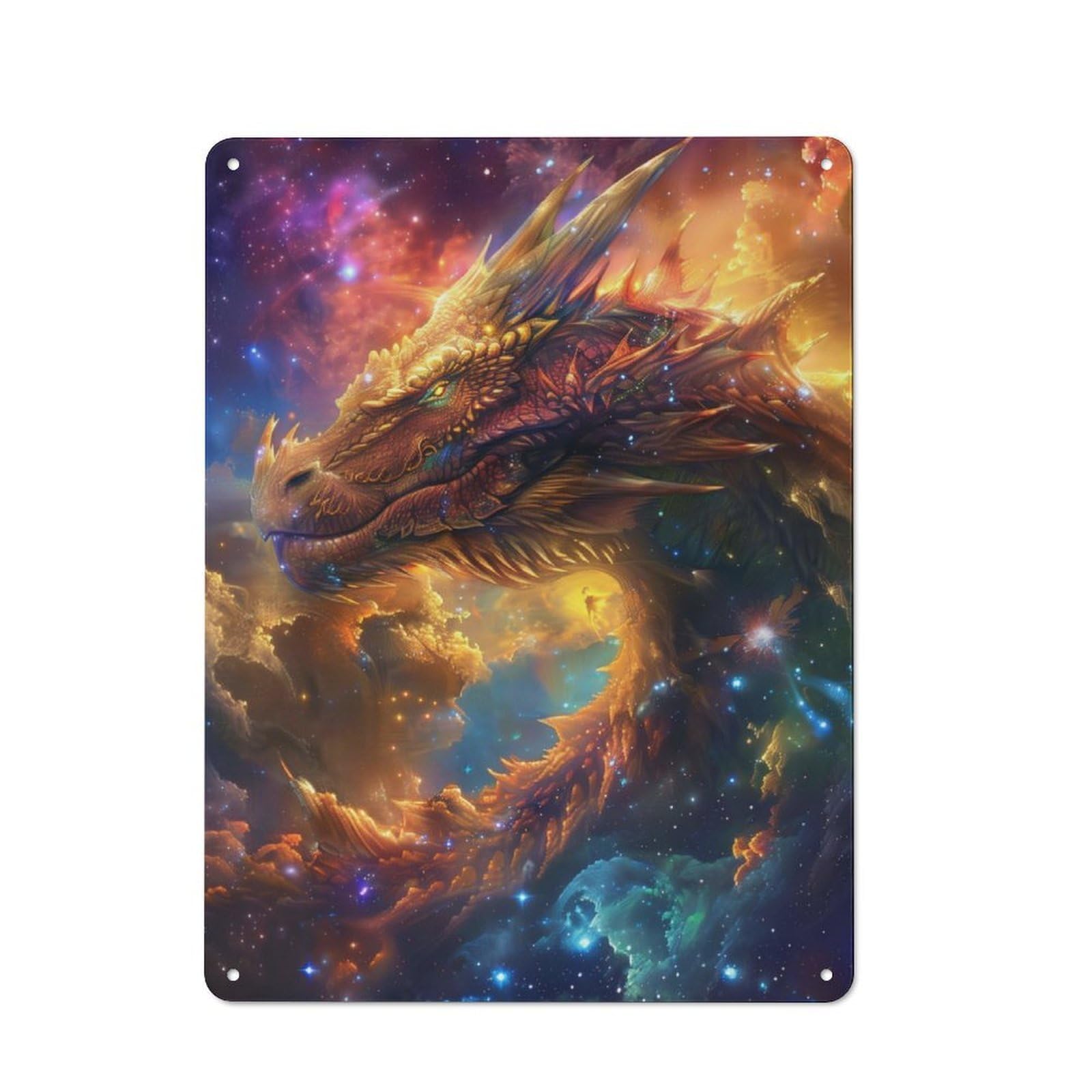 Junmoney Cosmic Dragon Blaze Vintage Tin Sign 40X30cm With For Guest Room Or Hallway, For Themed Room Decoration, For Vintage Wall Decor Fans