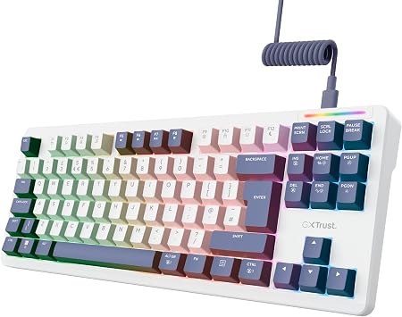 GXTrust 872 Xyra TKL Mechanical Keyboard Gasket Mount UK Layout, Hot Swappable Wired Gaming Creamy Keyboard 80%, RGB Backlit with Software, Custom Soft Feel Pre-lubed 5-pin Leobog Linear 60M Switches