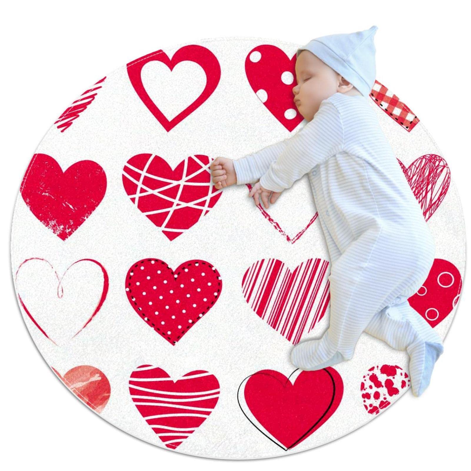 Tapis de salle de bain cœurs rouges pour chambre enfant et salon