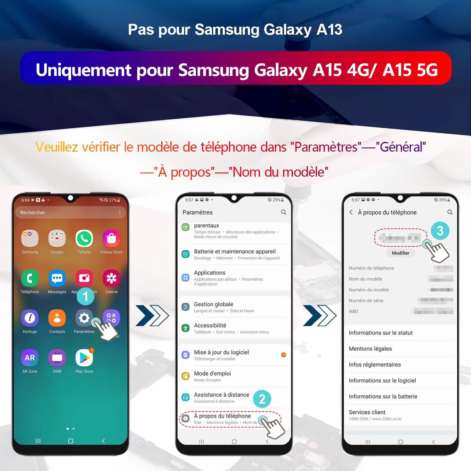 RongZy Écran Tactile LCD Compatible avec Samsung Galaxy A15 4G De Remplacement LCD Tactile Vitre pour Samsung Galaxy A15 5G avec Kit D'outils de Réparation(6.5",Noir avec Cadre)