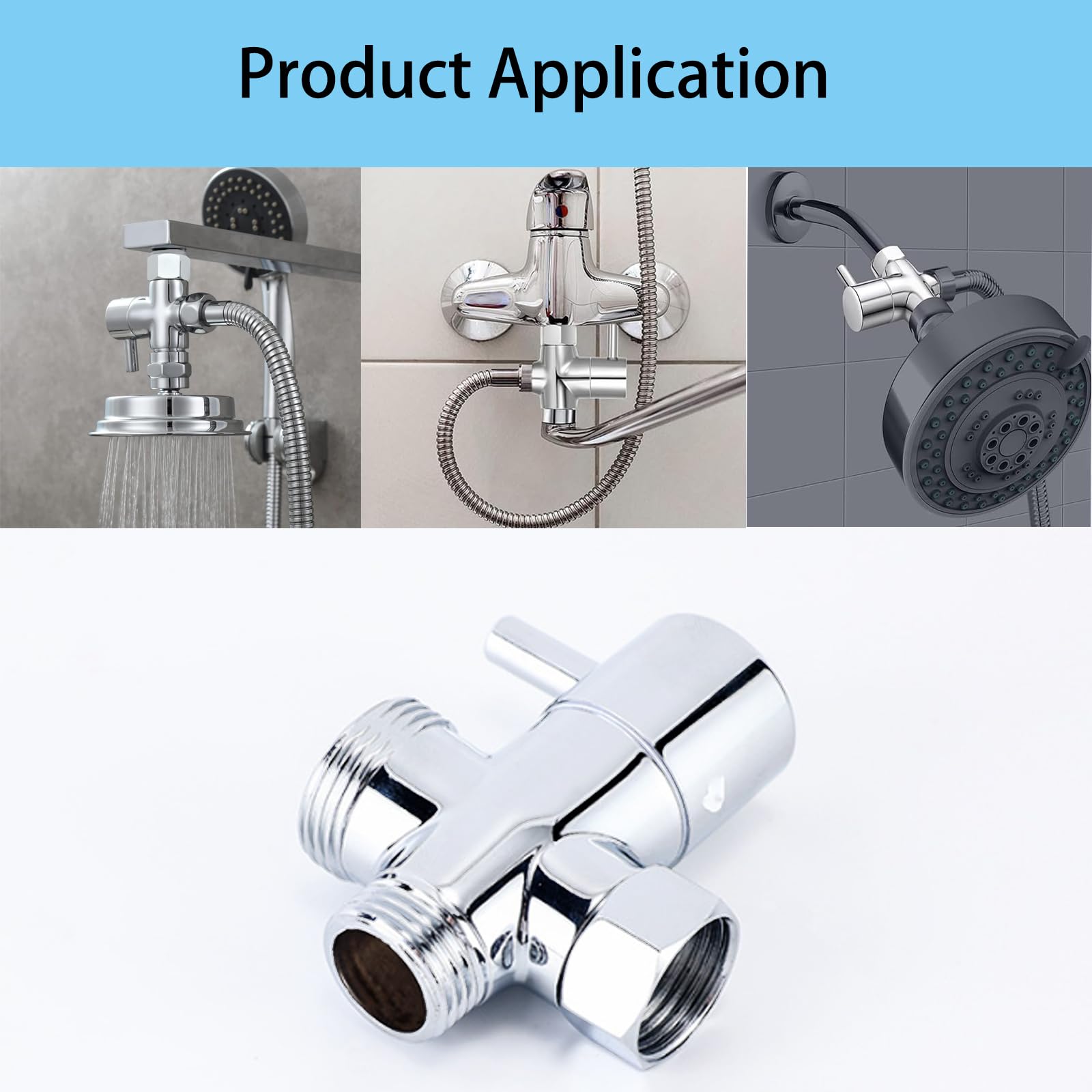 Adapter prysznicowy, przełącznik zaworu, 3-drożny zawór przełączający, męski wlot G1/2 x G1/2 i wylot G3/4, lity mosiądz, do sprayu prysznicowego, toalety, bidetu (D)