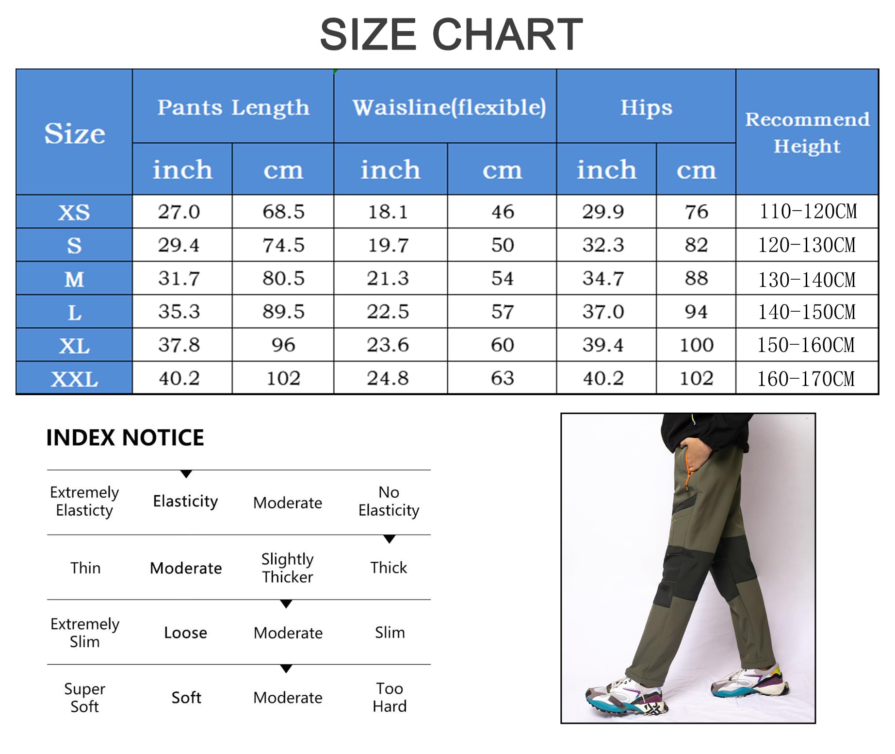 SEAUR Pantaloni softshell per bambini, imbottiti, invernali, caldi, da trekking, impermeabili, antivento, da neve, 115 – 175 cm