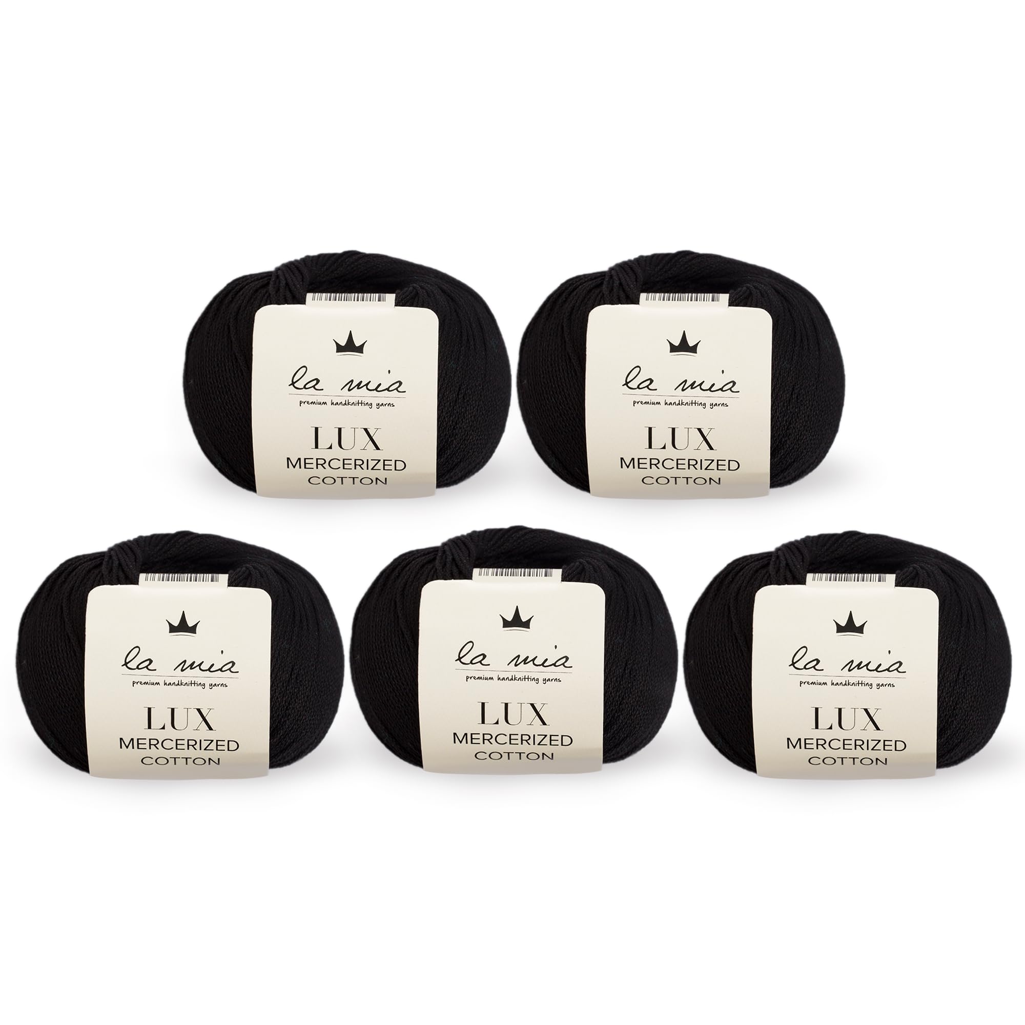 La Mia Lux Mercerized Cotton Yarn - 5 Pack, Soft Sport Weight, Perfect For Amigurumi & Crafts