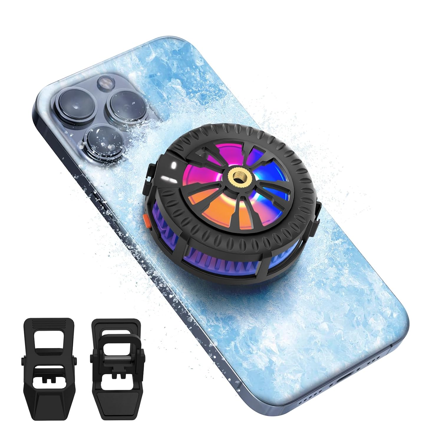 Magnetic Cell Phone Cooler for Gaming, Portable Phone Cooling Fan Type-C Wired with Temperature Display, Phone Radiator for MagSafe, Gaming Semiconductor Cooling for iPhone/Ipad/Android