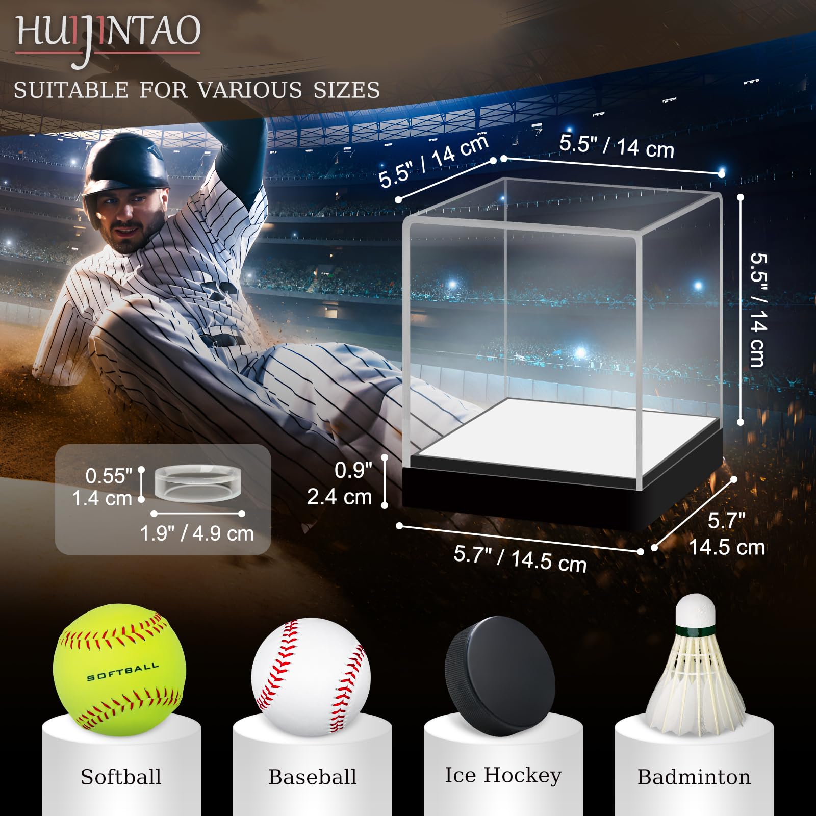 Softball Display Case with RGBW LED Light - Image 2