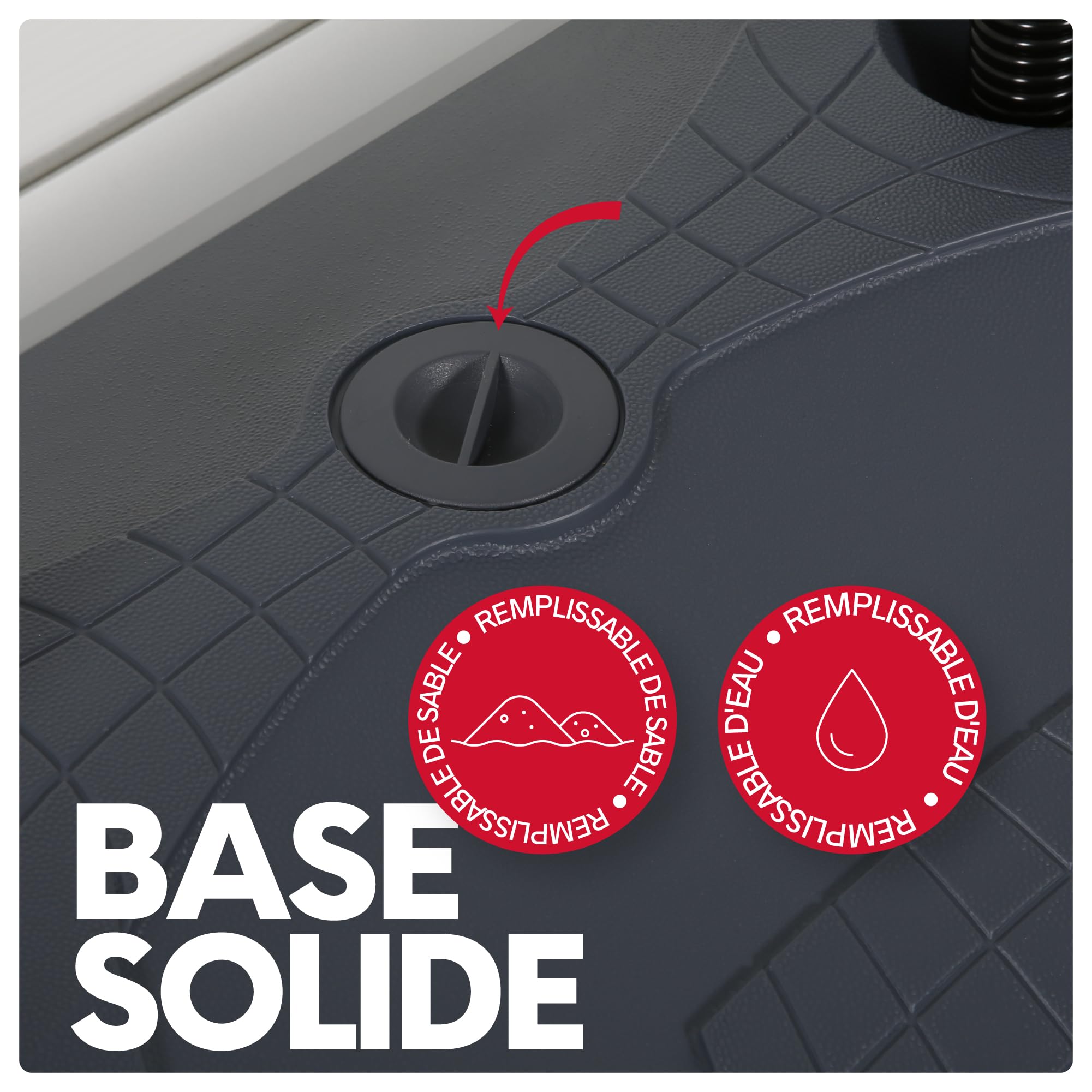 Présentoir publicitaire extérieur avec base rechargeable et roues | Support pour affiche avec cadre d'ouverture click | Idéal pour la publicité dans les rues et les commerces | A1 | Gris