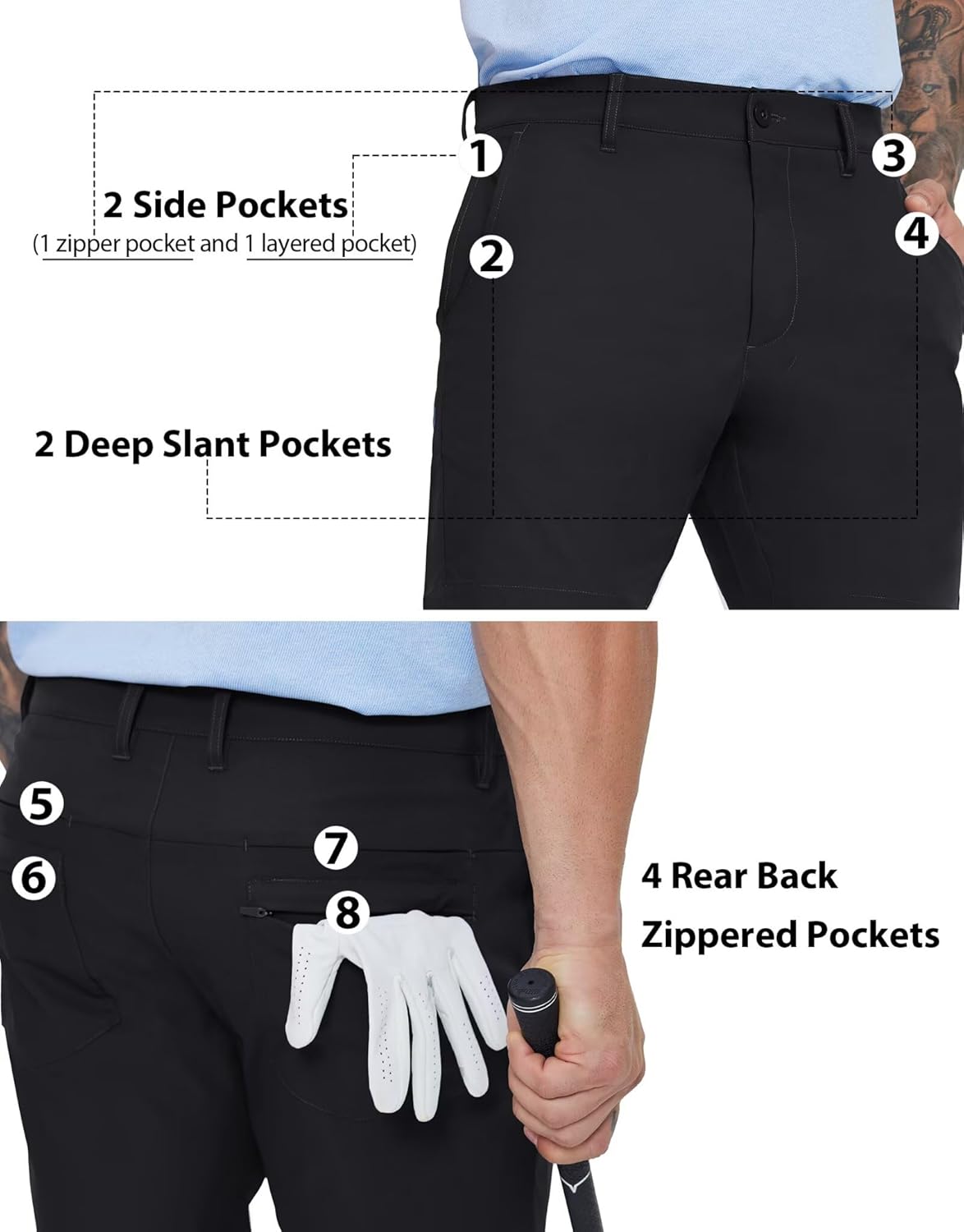 M MAELREG Men's Golf Shorts with 8 Pockets 7" Inseam Water Resistant Quick Dry Flat Front Dress Shorts for Casual Work Travel - Image 3