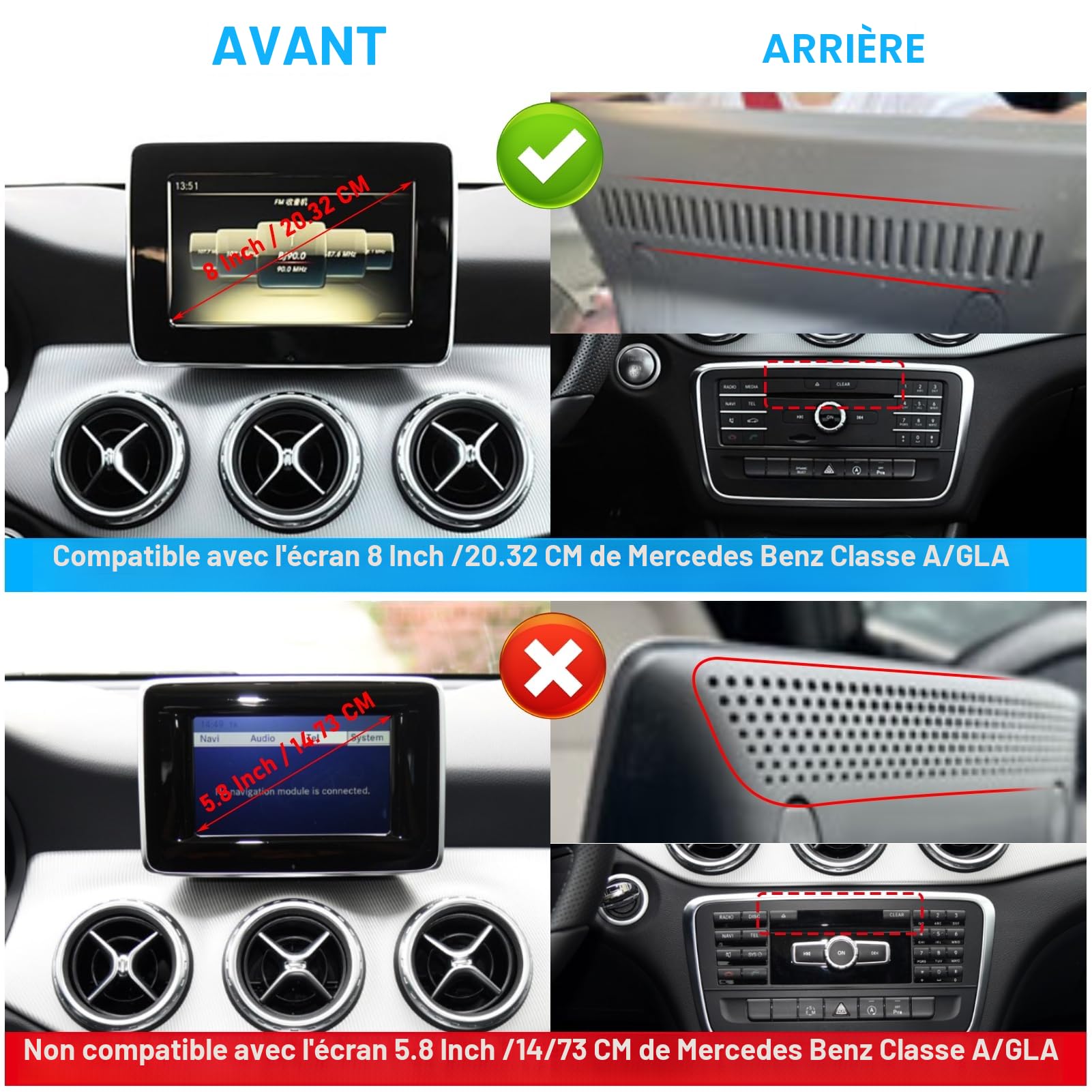 TTCR-II Compatible avec Mercedes Benz CLA/GLA Support de Téléphone Voiture | Support Phone Rotatif à 360°Adapté pour CLA/GLA 2016-2019, Porte Smartphone Convient pour Taille D'écran de 20,32CM