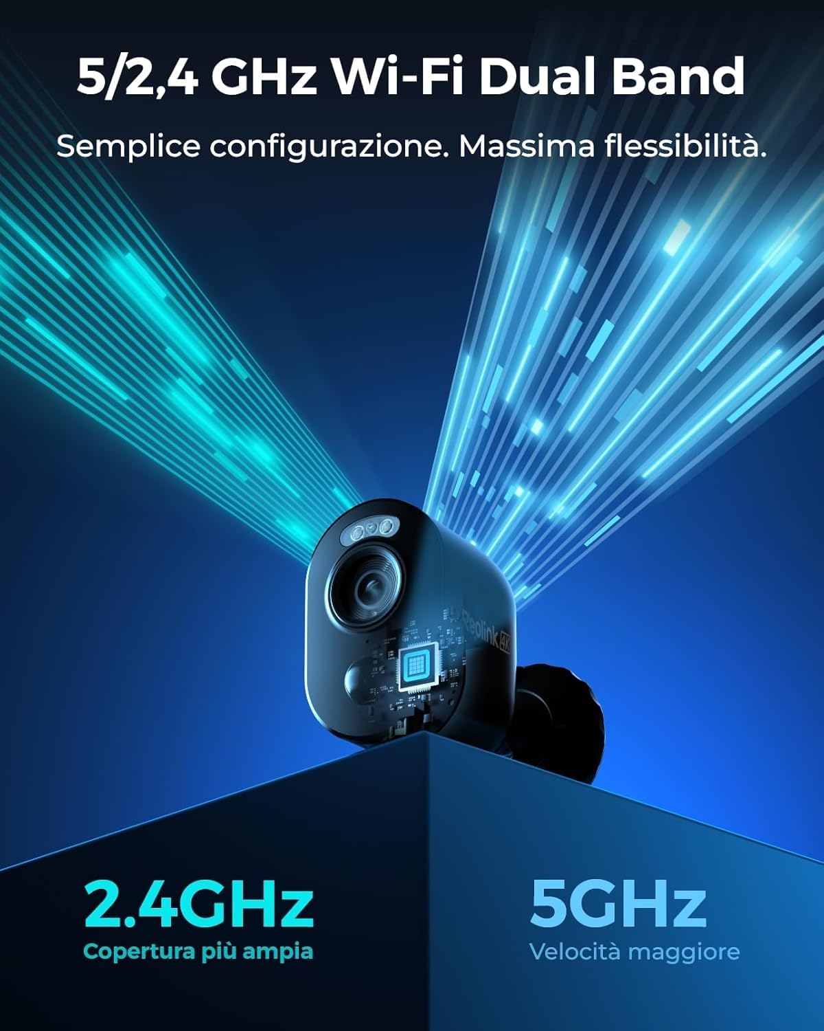 Reolink 4K 8MP Telecamera da Esterno Senza Fili, Videosorveglianza WiFi Batteria con Pannello Solare, Rilevamento Intelligente, Sirena, Visione Notturna a Colori, Impermeabile, Argus 3 Ultra(Nero)