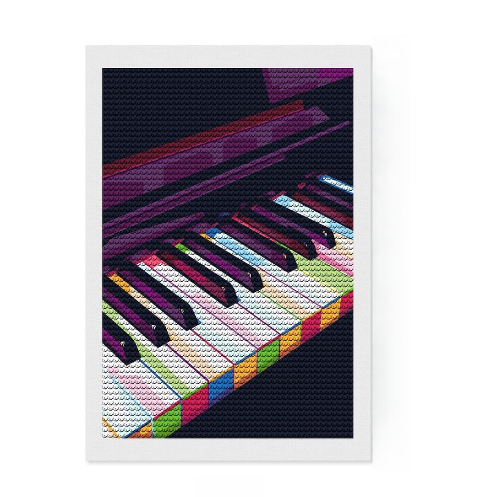 Junmoney Piano Pop Art Full Drill Diamond Painting Kit 8"x12", Boho Decor, Aesthetic Room Decor, Bedroom Decor, Fun Craft Activity