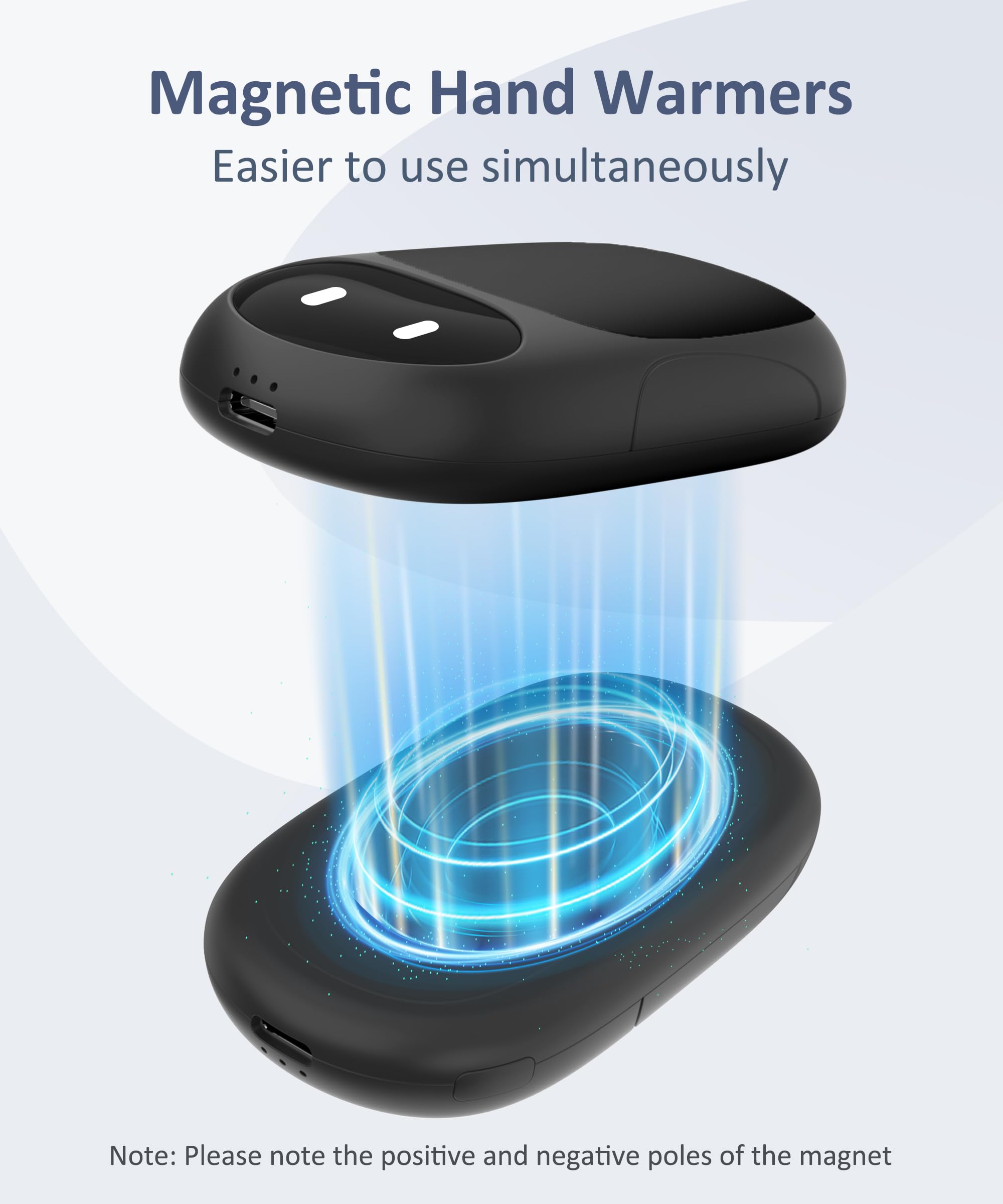 Hand Warmers Rechargeable, Gifts for Men and Women, 6000mAh Electric Hand Warmers Rechargeable 2 Pack with 12 Hours Working Time, Best Gifts for Mom and Dad (Black)