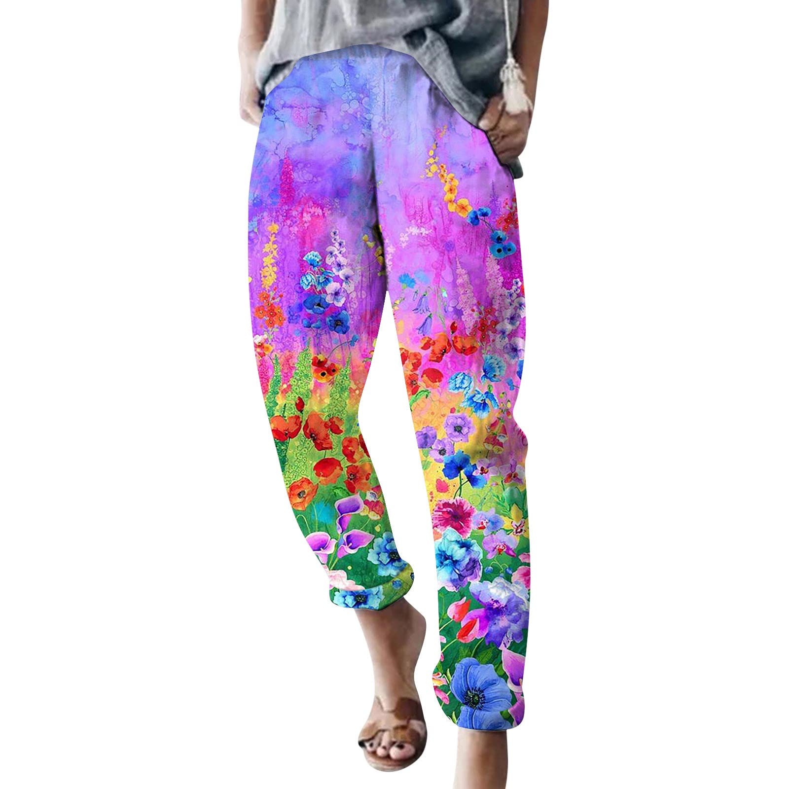 SACHIN Cropped Lightweight Capri Pants Workout Fitness Crop Trousers with Pocket Quick Dry Drawstring Yoga Capri Sweatpant-Women