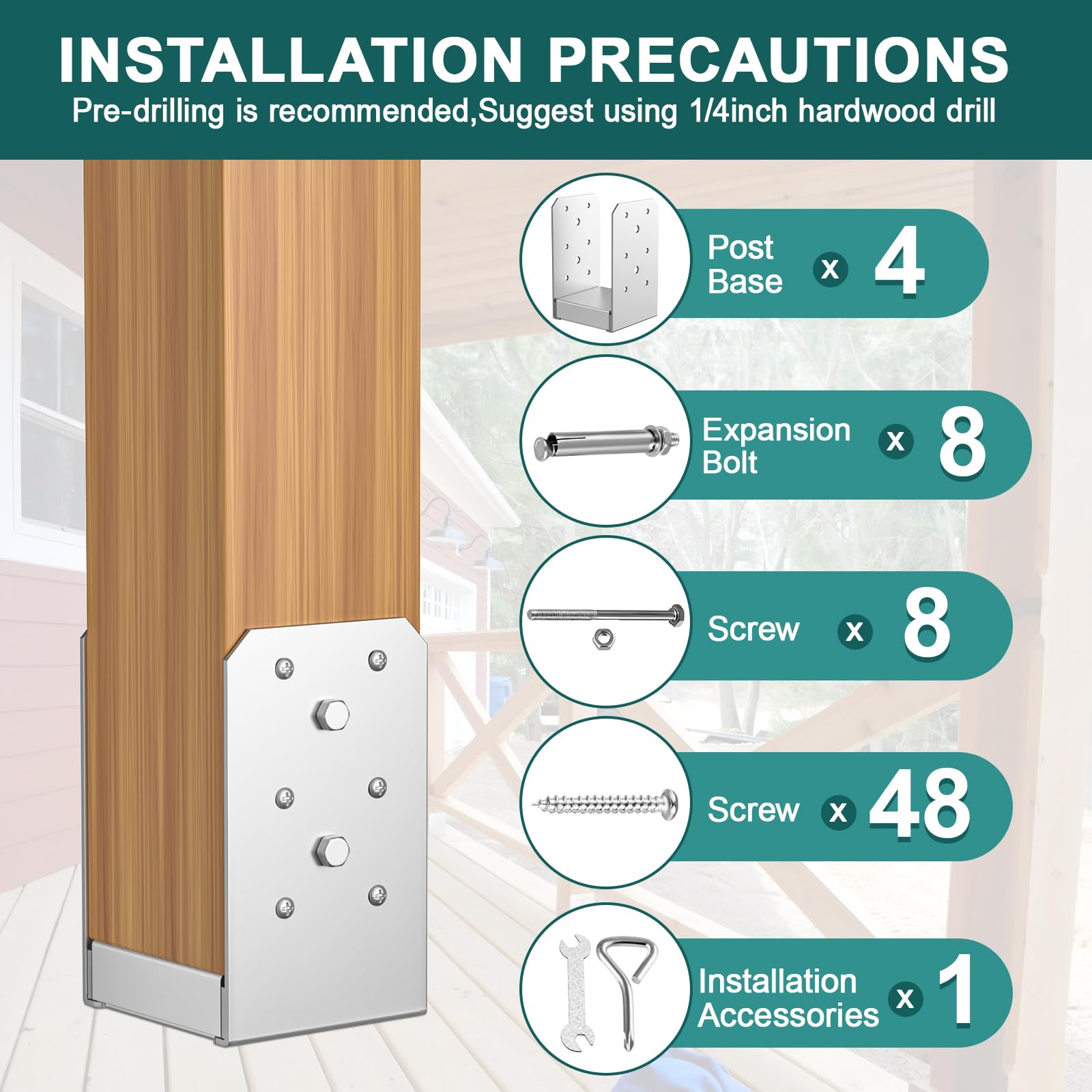 Snapklik.com : 4x4 Post Base 4 Pcs, Internal 3.5