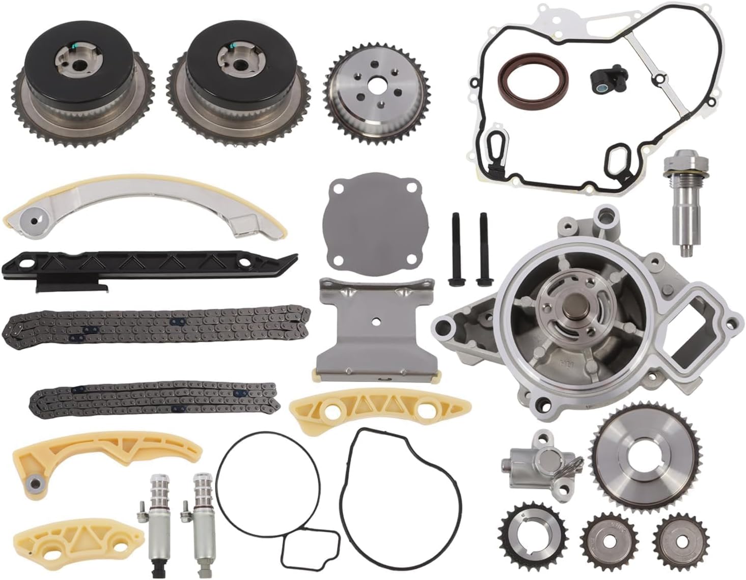 9-4201s Engine Timing Chain Kit with VVT Camshaft Sprocket Water Pump Compatible with Lacrosse Regal Verano Captive Sport Cobalt Equinox Impala Malibu 2.2L 2.4L 2009-2017