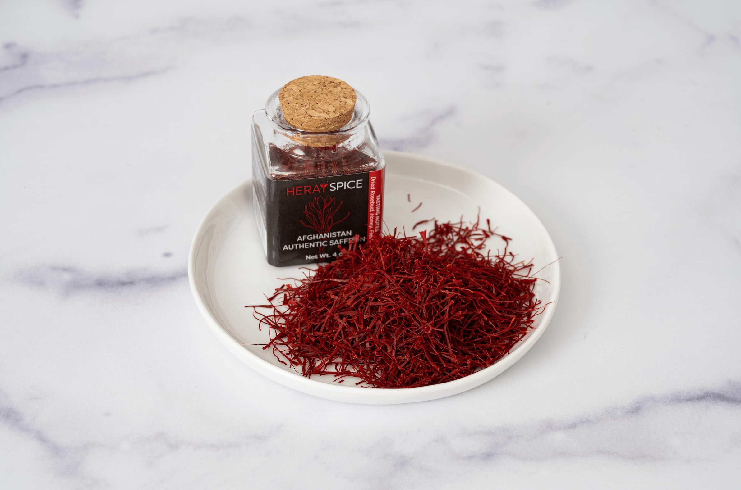 Heray Spice Saffron, Premium Afghani Saffron Threads (Super Negin Quality A+) Fresh Pure All Red Thread Saffron for Bouillabaisse Risotto, Paella, Tea's, And More Recipes, 1 Gram Square Glass Jar