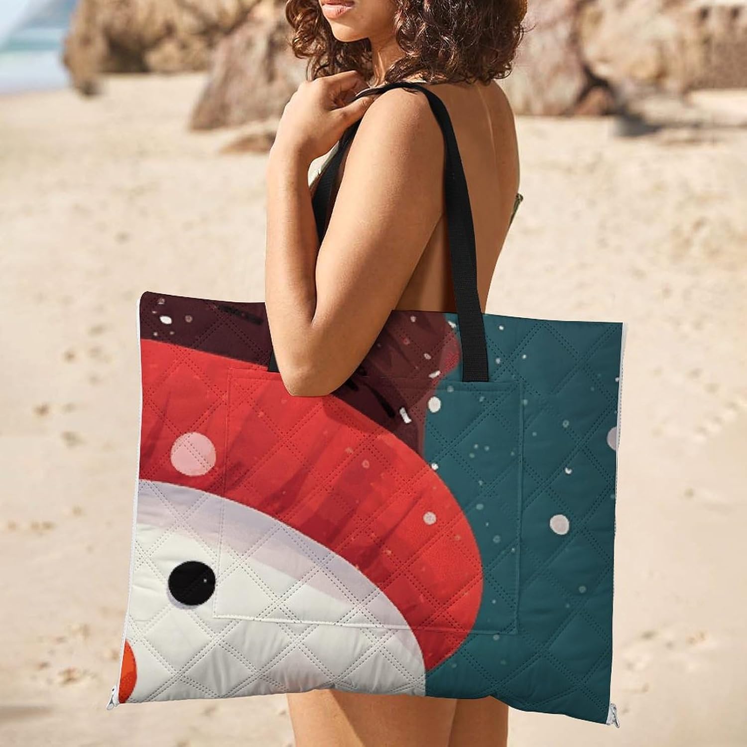 Picnic Blankets Waterproof and Foldable Picnic Beach Mat Portable Xmas Snowman Camping Blanket for Camping, Park, Beach