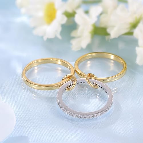 Miniatura 5 de 14K Gold Plated Stackable Rings for Women Non Tarnish Interlocking Ring Stack Set Gold Silver Mixed Metal Statement Rings Two Tone Dainty