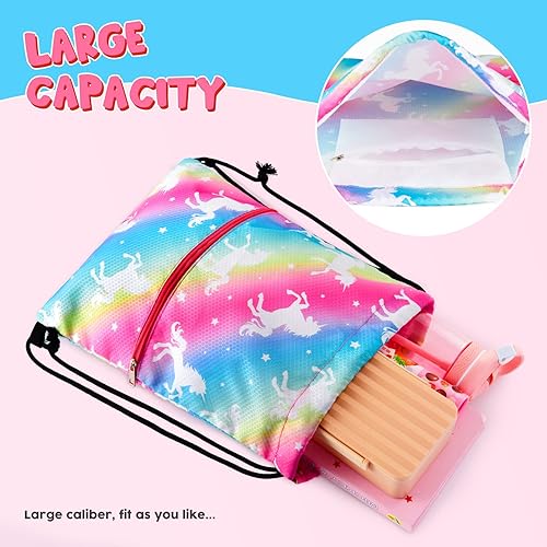 Miniatura 3 de WAWSAM Mochila con cordón - Bolsas con cordón para niños, bolsa de natación para la playa, Unicornio G, Unicornio G