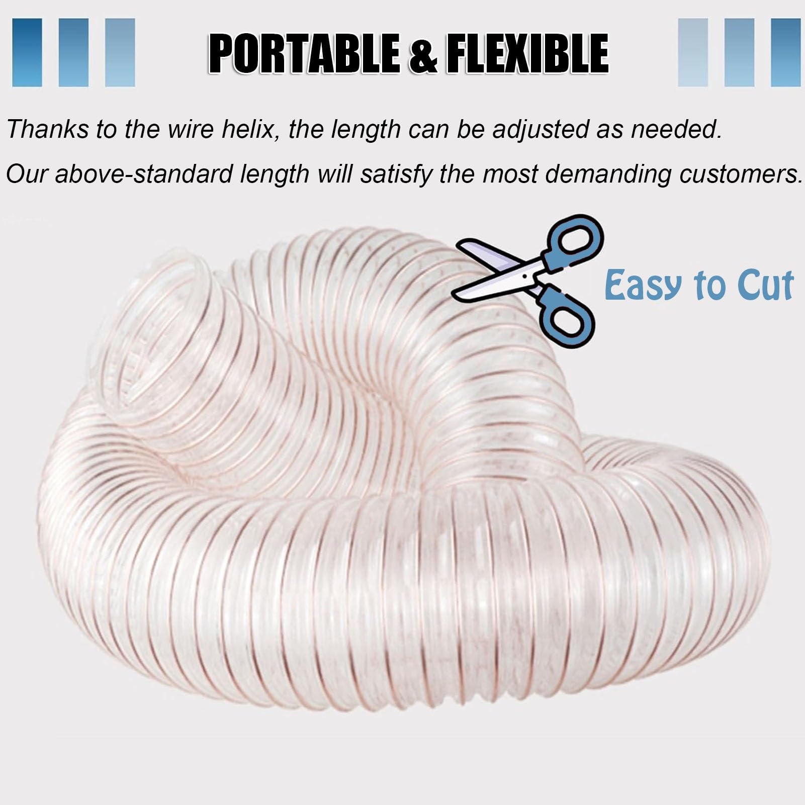 Manguera de Recolección de Polvo de PU de Alta Resistencia, 3,3/6,5/16,4/32,8 Pies, Resistente A Perforaciones para Sistemas de Aspiración de Carpintería, Diámetro Interior 180 Mm/7,1 Pulgad