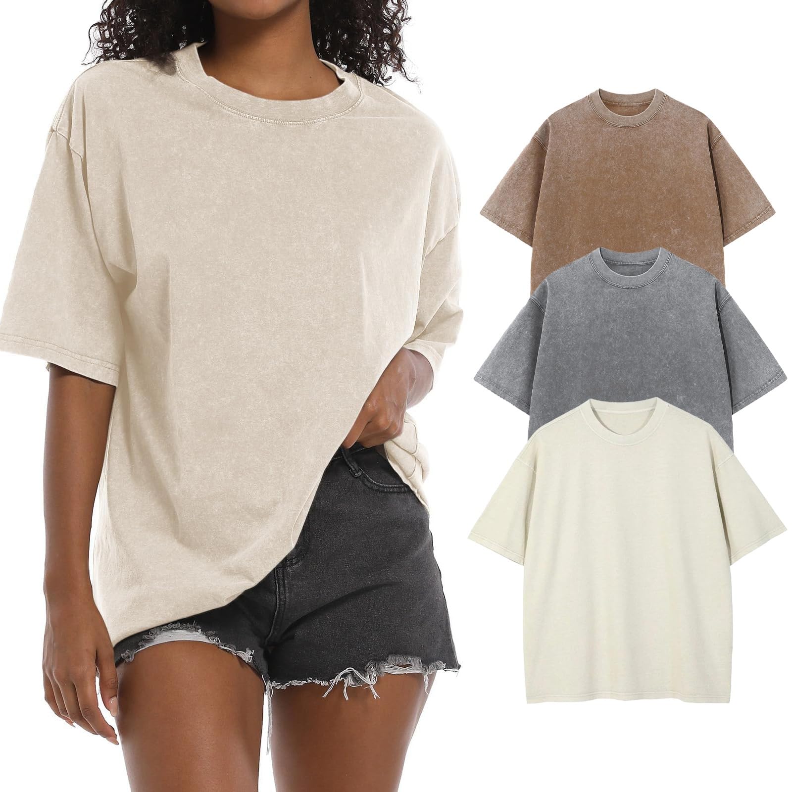 Oversized Tshirt for Damen Rundhals Kurzärmeliges Tops Casual Lockere Basic Sommer Tee Shirts Bluse