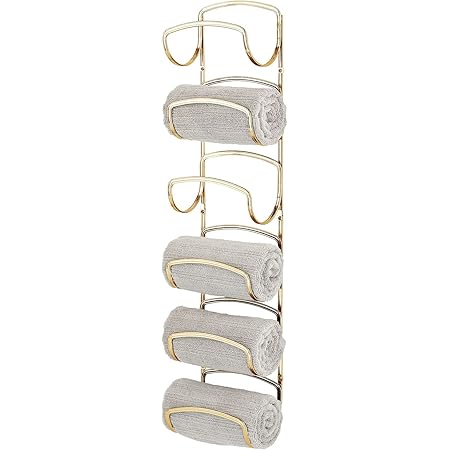 mDesign Práctico toallero de Pared de Metal – Guardatoallas ...