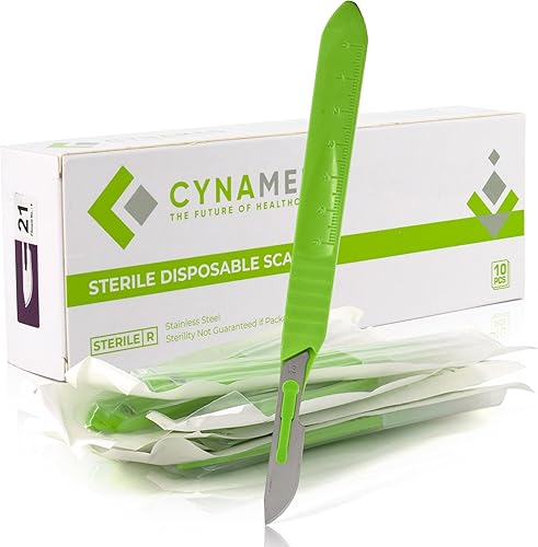 Vista 22 de Cynamed - Bisturí desechable con asas graduadas, cuchillas de acero inoxidable quirúrgico, estéril, bolsas fáciles de quitar (caja de 10), ideal