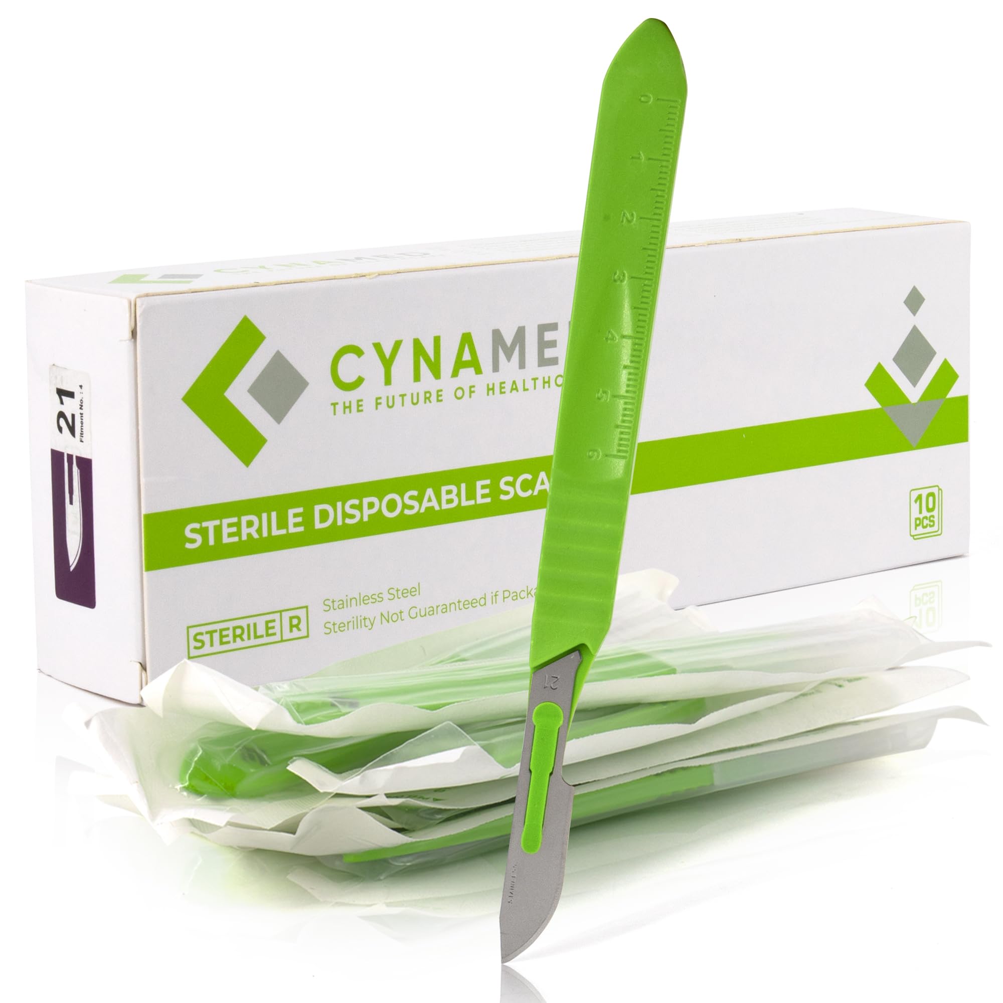 CYNAMED # 22 Disposable Scalpel with Plastic Handle - Sterile Single Blade Razor for Dermaplaning, Dissection, Podiatry, Professional Grooming, Acne Removal - Surgical Stainless Steel Tool - Box of 10 — Amazon image 12