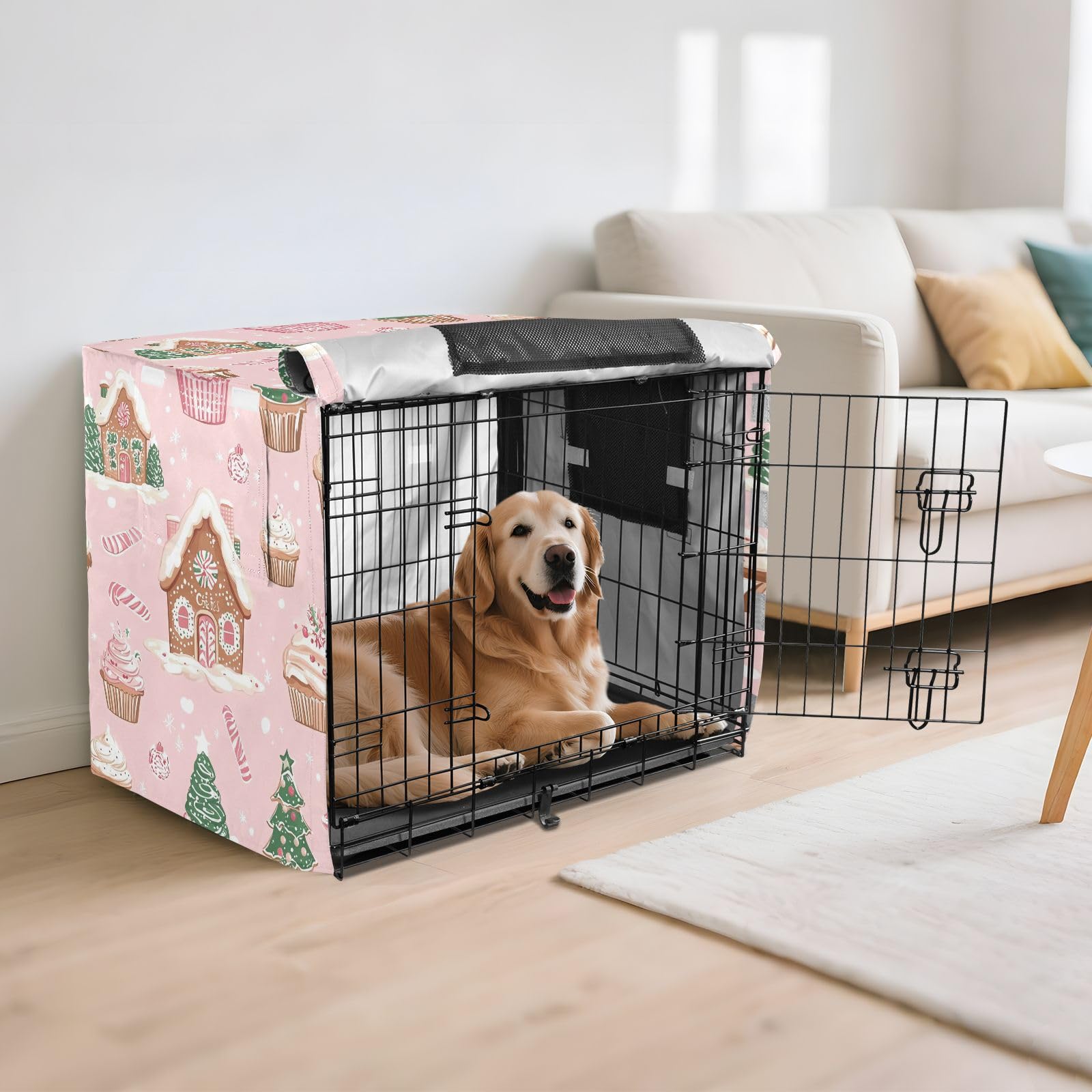 Abdeckung für Hundebox Welpe Drahtkäfig Abdeckung Hundekäfig Vorhänge 121.9 cm