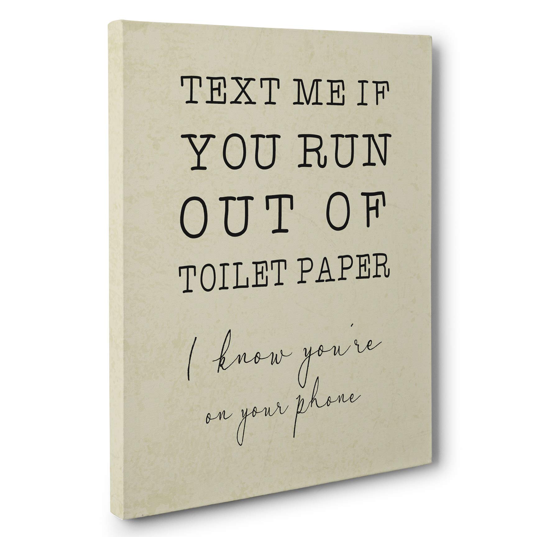 Text Me If You Run Out of Toilet Paper Bathroom Humor Canvas Wall Art