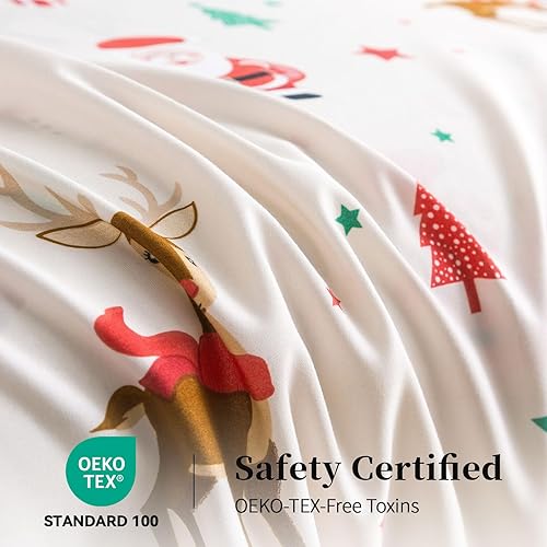 Miniatura 3 de KACEMOO Juego de sábanas de Navidad tamaño twin, juego de sábanas de 3 piezas de Deerlet, juego de sábanas cálidas de invierno con bolsillo