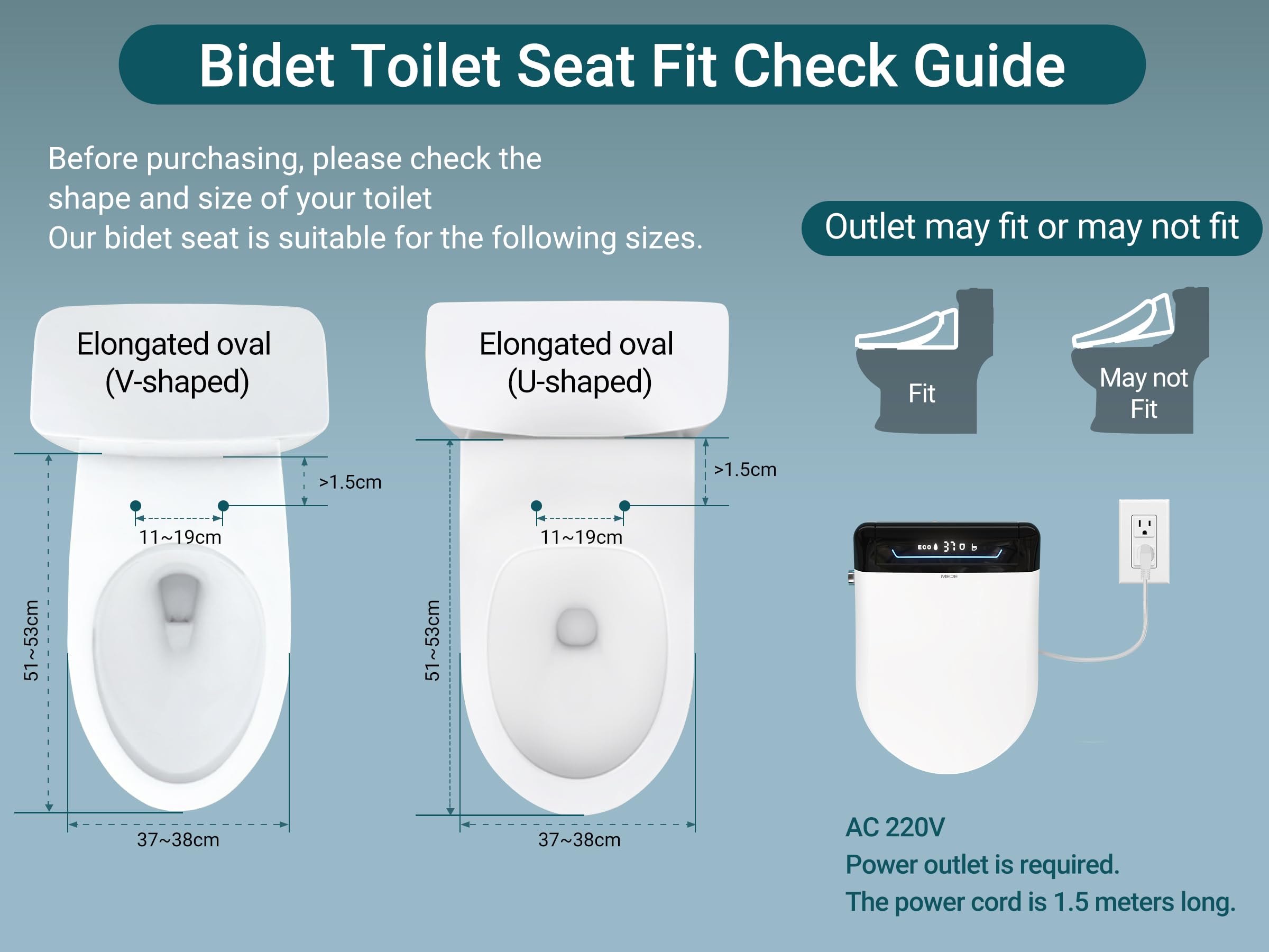 MEJE #001U – inteligentny bidet do rozszerzonej toalety ze wskaźnikiem temperatury, podgrzewaną deską sedesową, automatycznym otwieraniem i zamykaniem, funkcją mycia sterowaną temperaturą (biały)