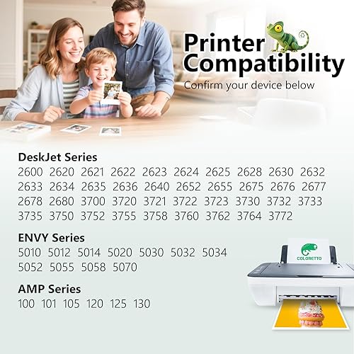 Miniatura 2 de COLORETTO 65XL - Cartucho de tinta negro de repuesto para HP 65 Cartucho de tinta negra, 65 XL funciona con impresora Envy 5000 5055 5052 5014 5010