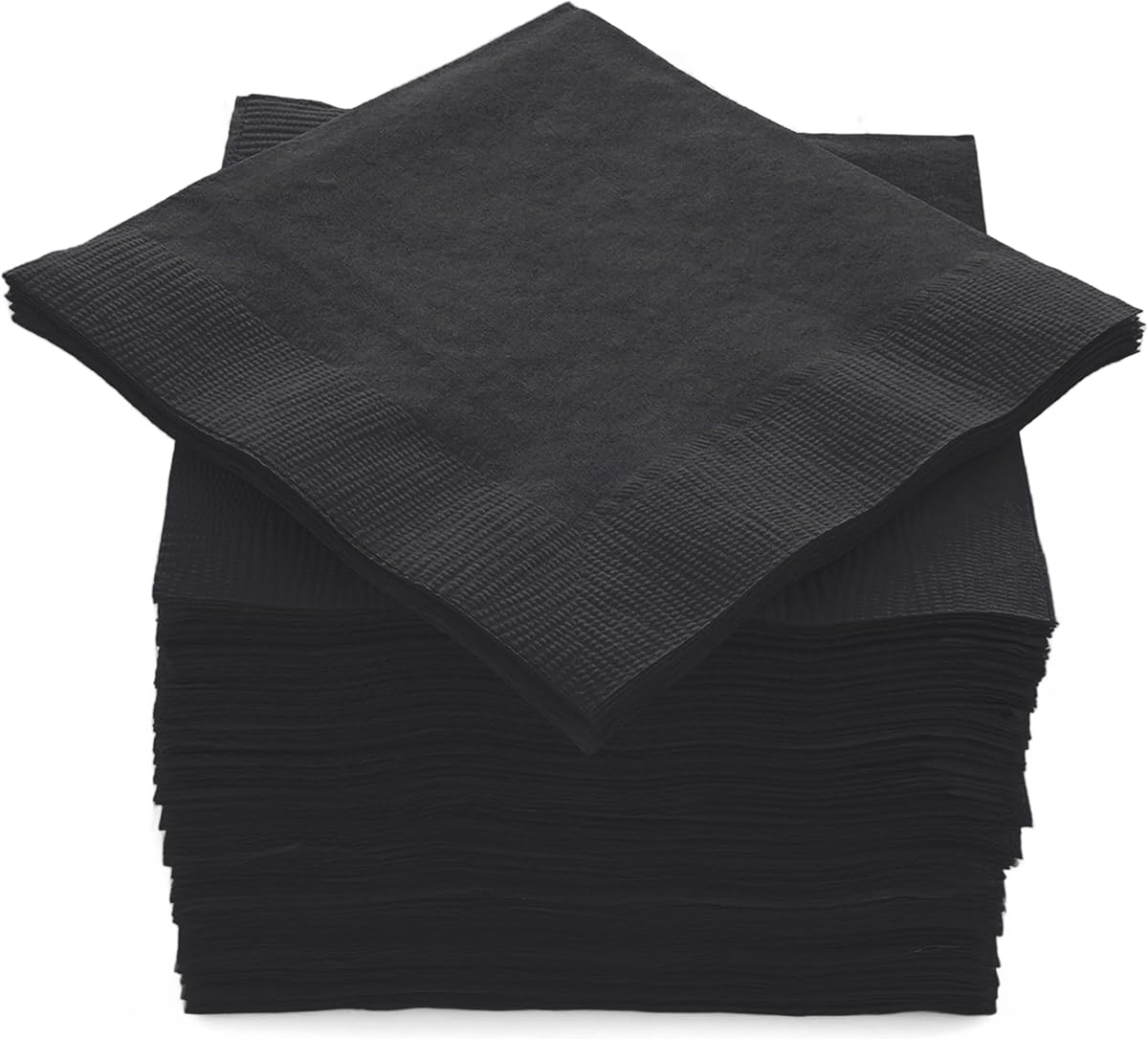 100 Pack Black Beverage Napkins, Big Party Pack, 2 Ply, Ideal for Wedding, Party, Birthday, Dinner, Lunch, Cocktails. (5” x 5”) by Amcrate