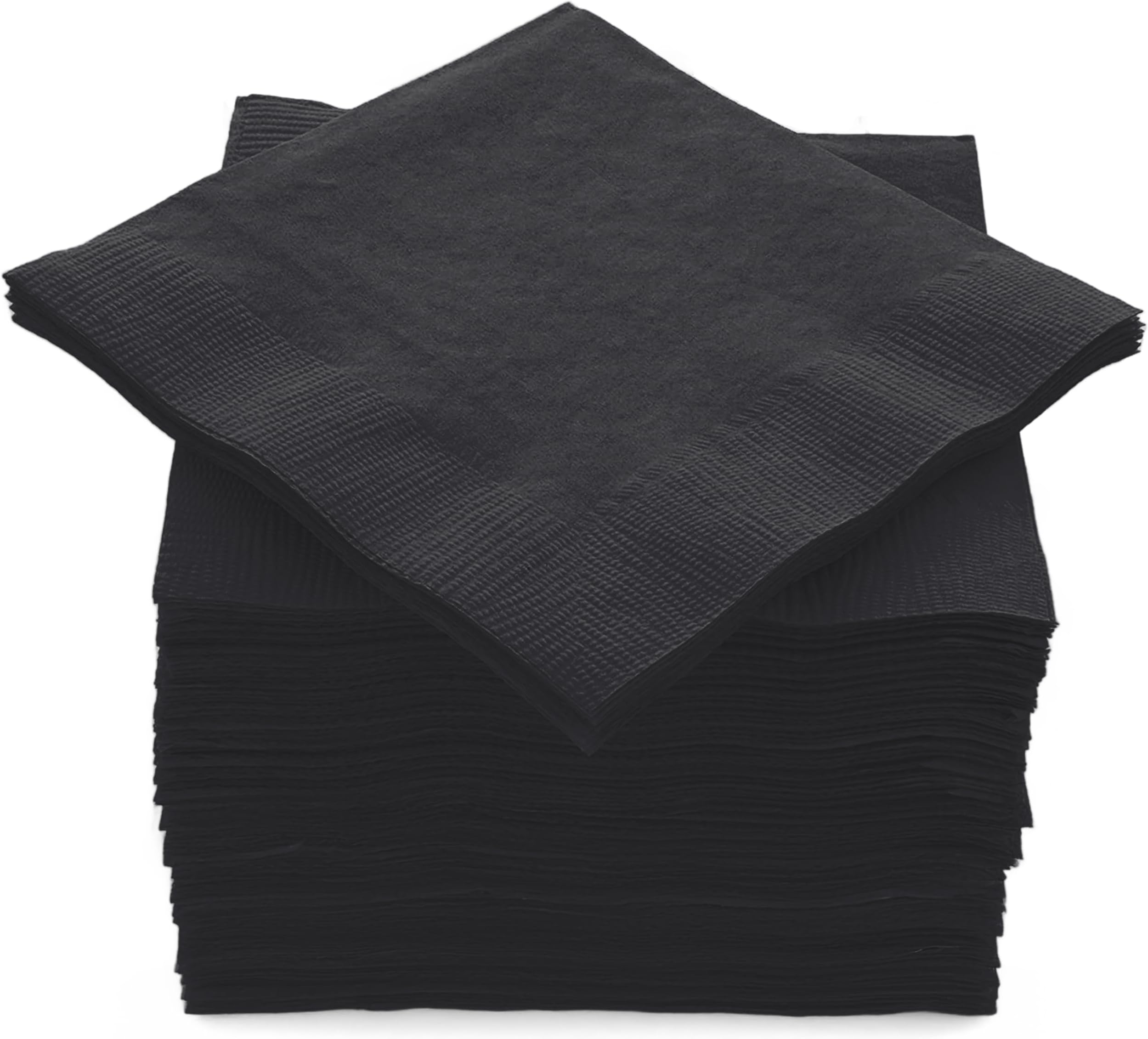 100 Pack Black Beverage Napkins, Big Party Pack, 2 Ply, Ideal for Wedding, Party, Birthday, Dinner, Lunch, Cocktails. (5” x 5”) by Amcrate
