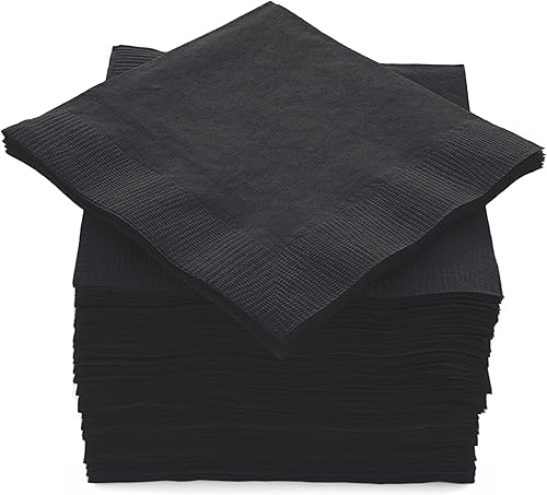 Paquete grande de 100 servilletas negras para bebidas, ideal para bodas, fiestas, cumpleaños, cenas, almuerzos, cócteles (5 x 5 pulgadas)