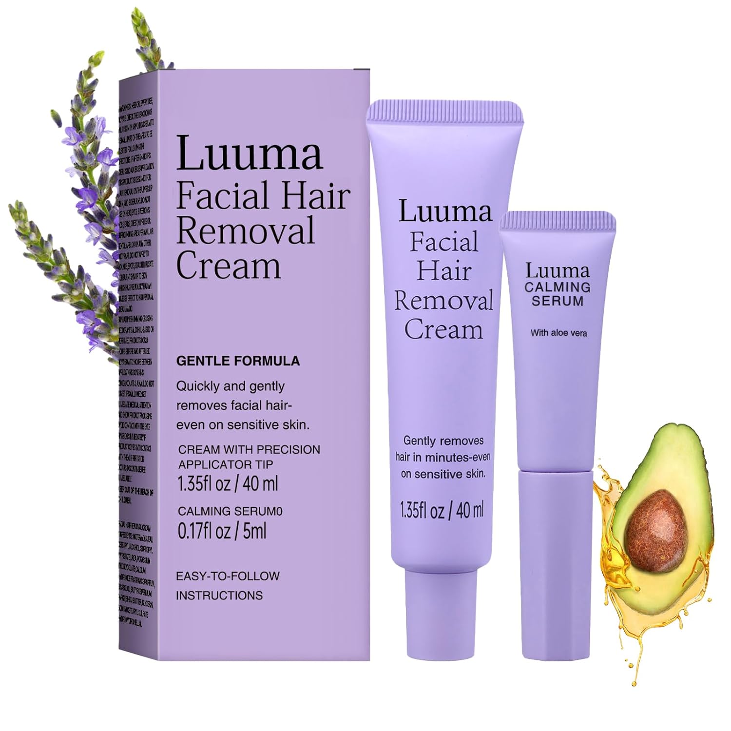 Luuma Hair Removal Cream, Facial Hair Removal, Gentle Hairs Removers for Women, Long-Lasting Depilatory Cream for All Skin Types (1)