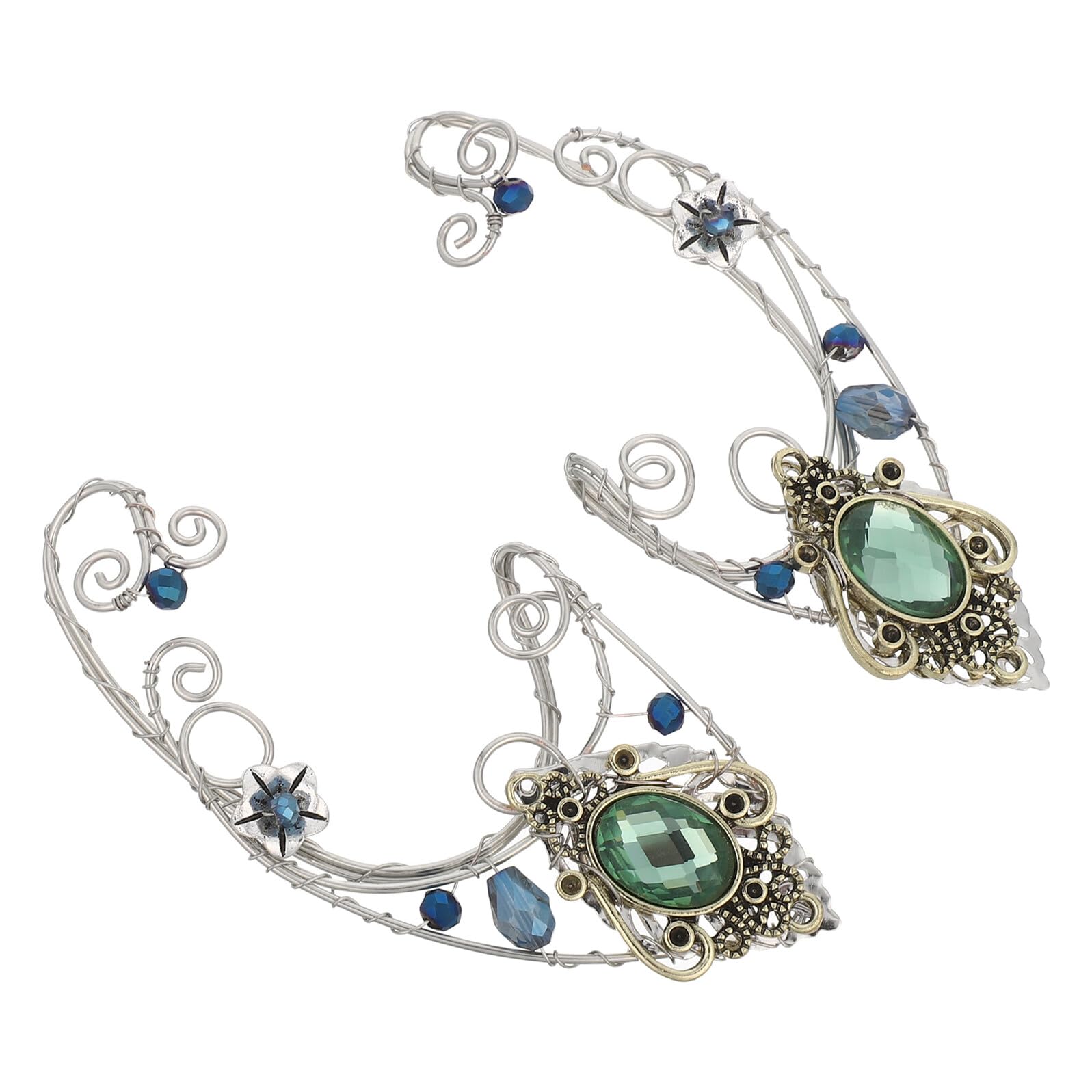 Pendientes de cristal verde con acabado metálico brillante y diseño ergonómico de gala